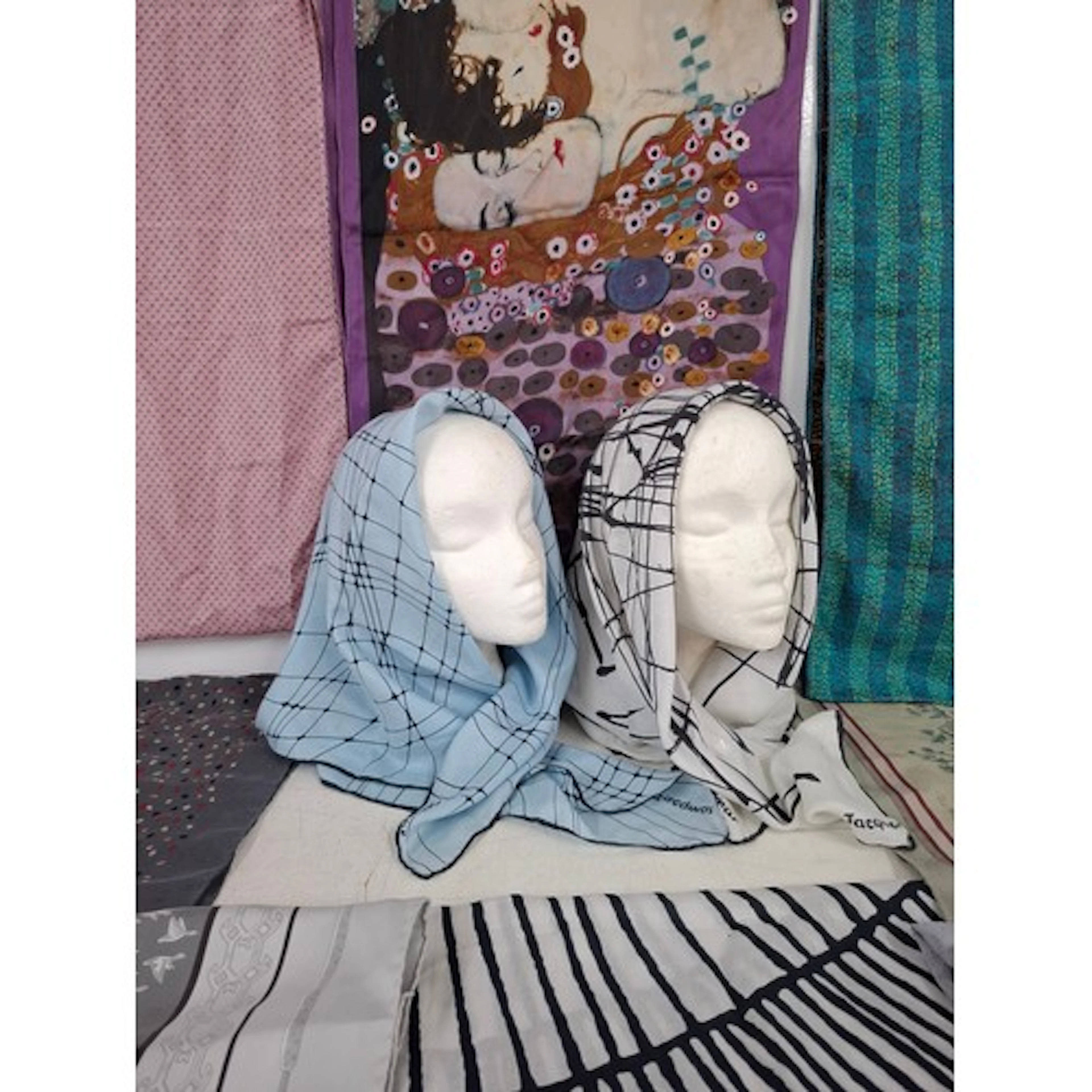 A group of vintage scarves to include an Austrian silk scarf...