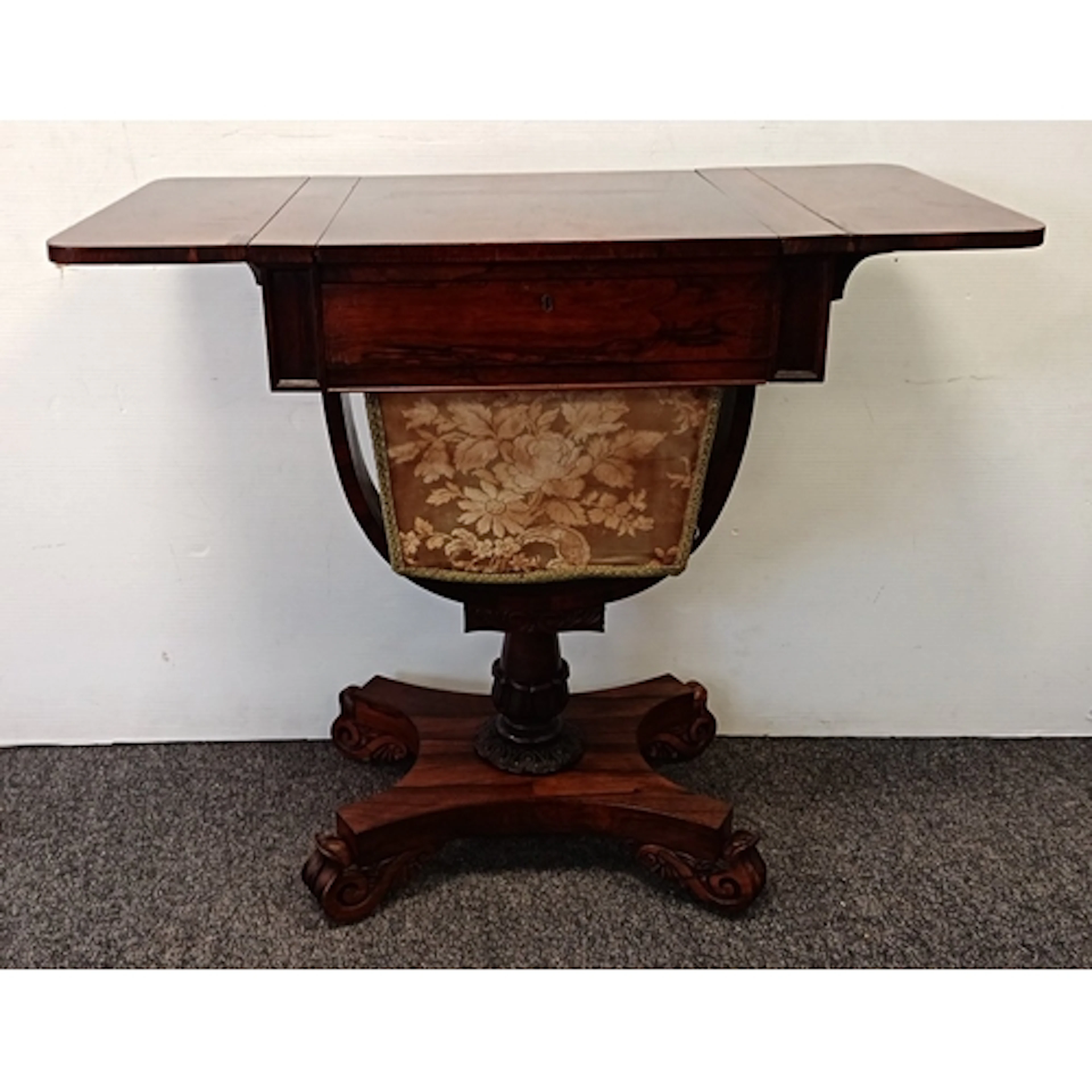 Antique Regency Mahogany Games - Work / Sewing Table with T...