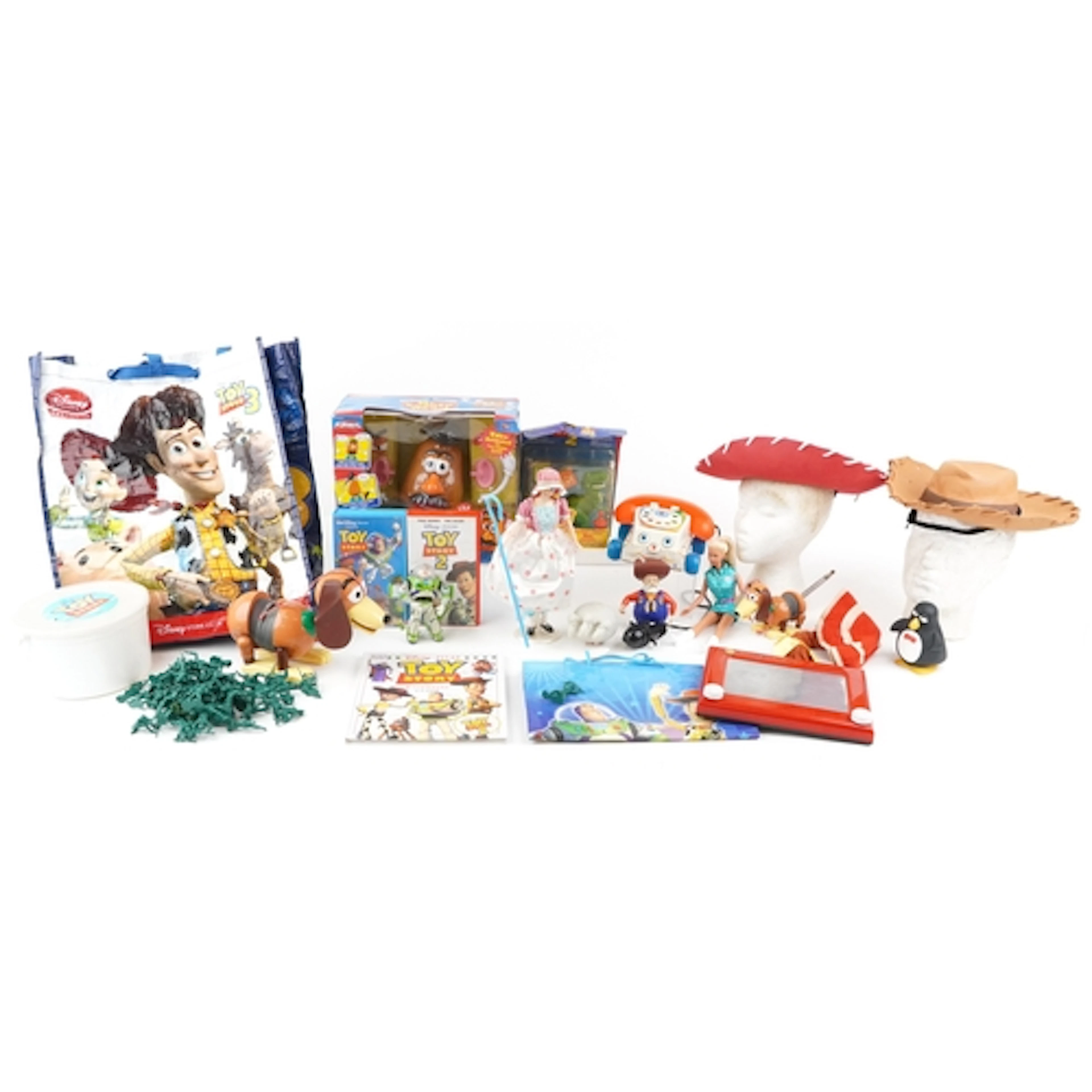 A collection of Toy Story figures, some with boxes, includin...