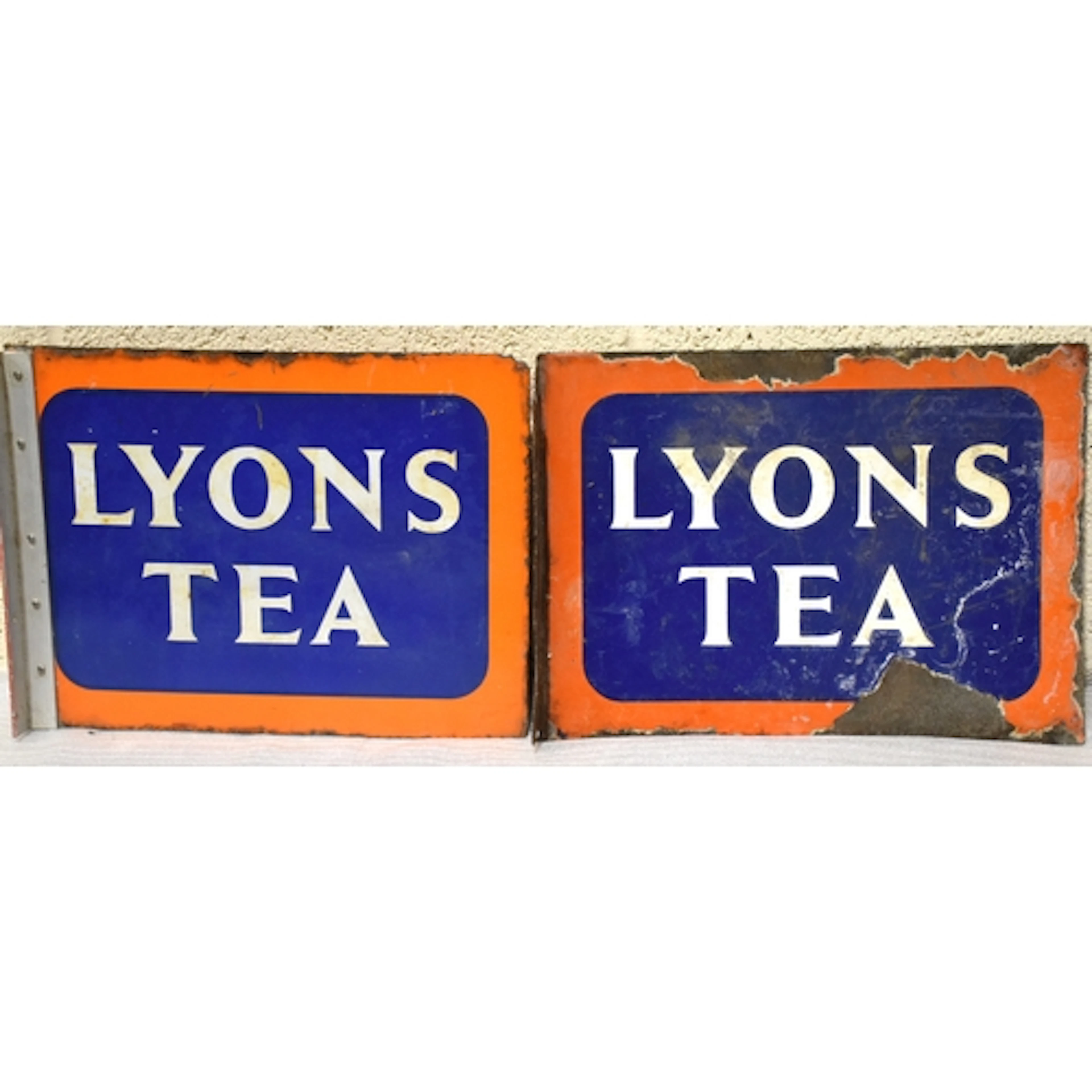 A double-sided Lyons' Tea enamelled advertising sign, 31 x 4...