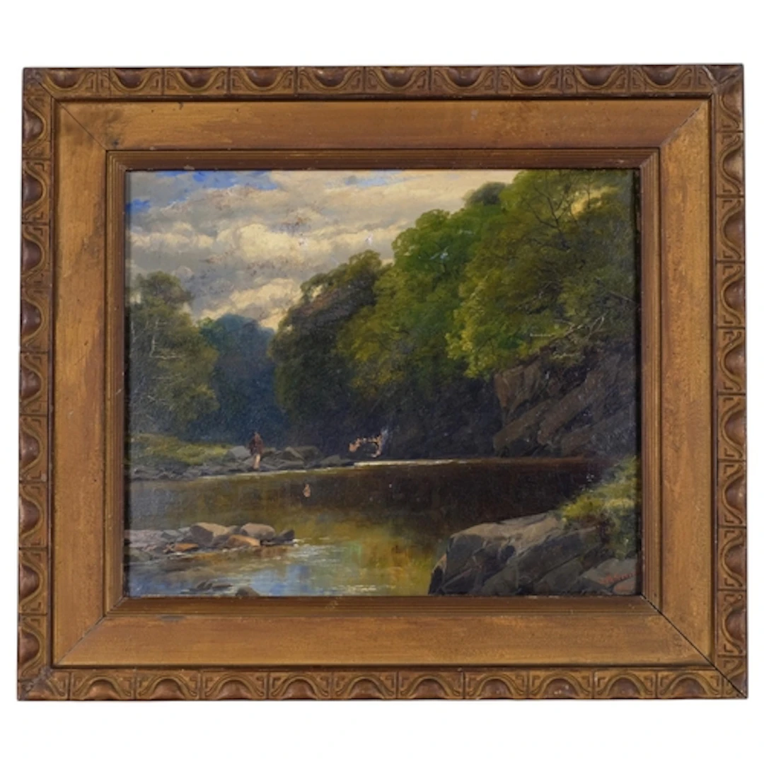 James Burrell Smith (1822 - 1897), fisherman on the river, o...