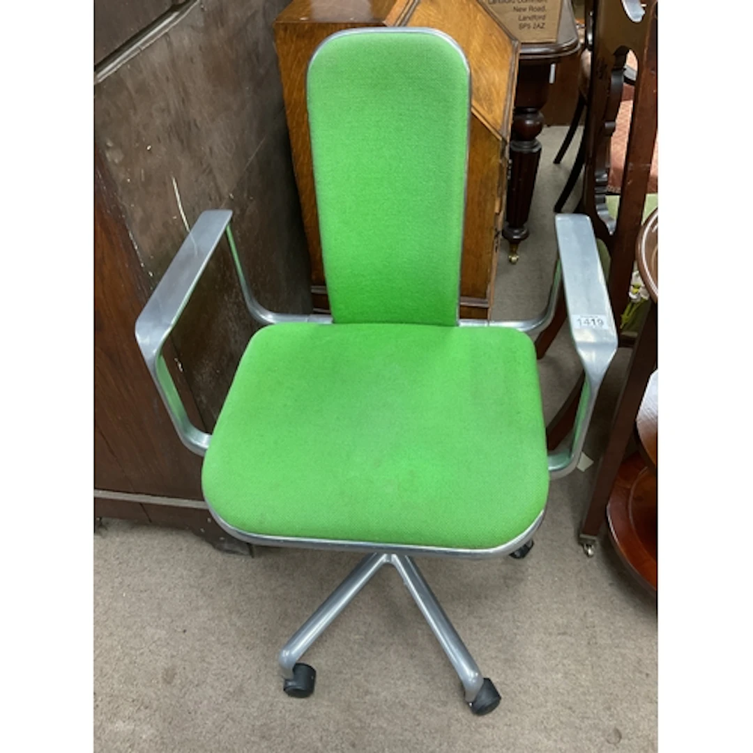 Retro 1970s Fred Scott aluminium swivel chair.