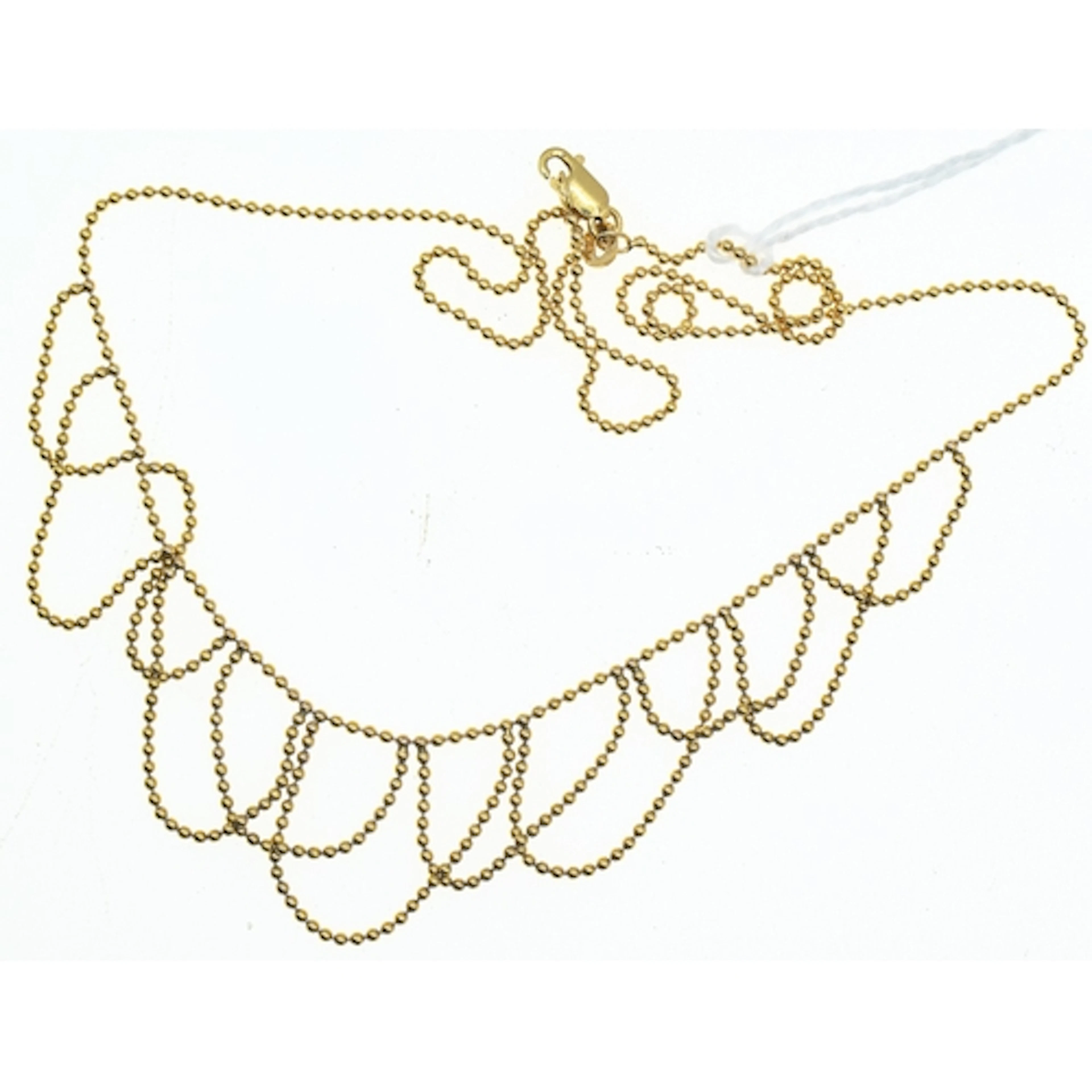 9ct gold ball link festoon necklace, hallmarked, length 430m...