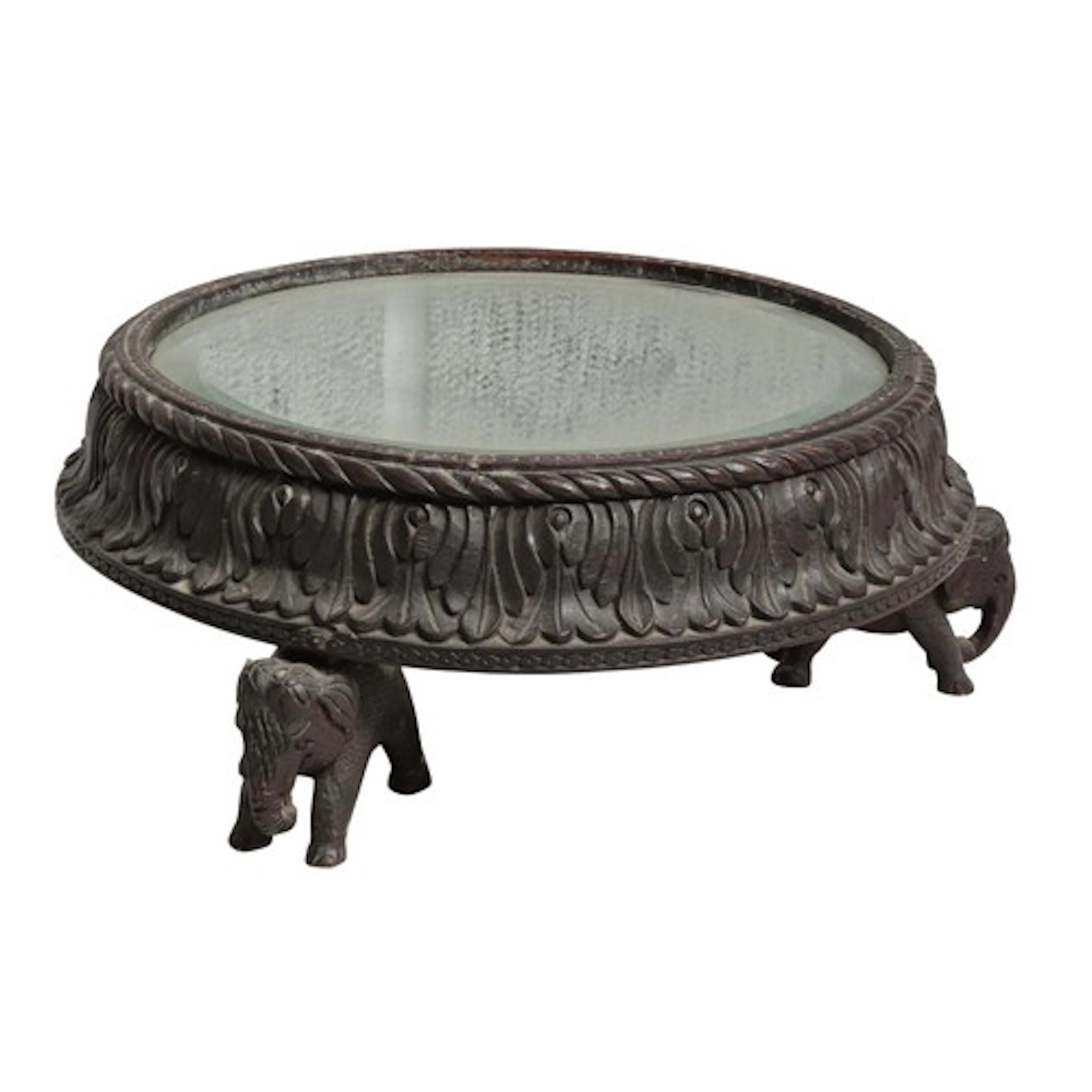 AN ANGLO-INDIAN MIRRORED STAND raised on three elephant form...