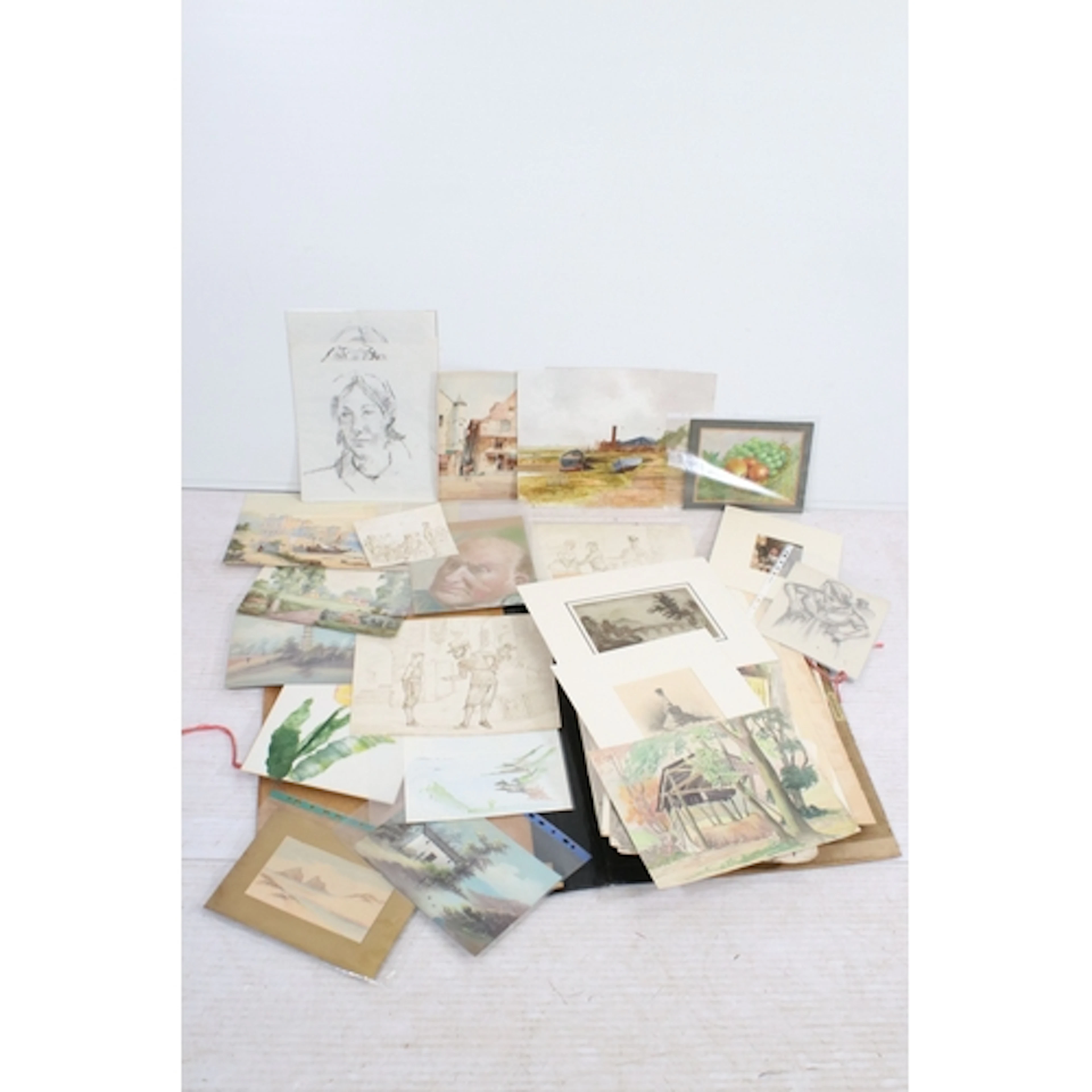 Collection of 19th century school and later watercolours and...