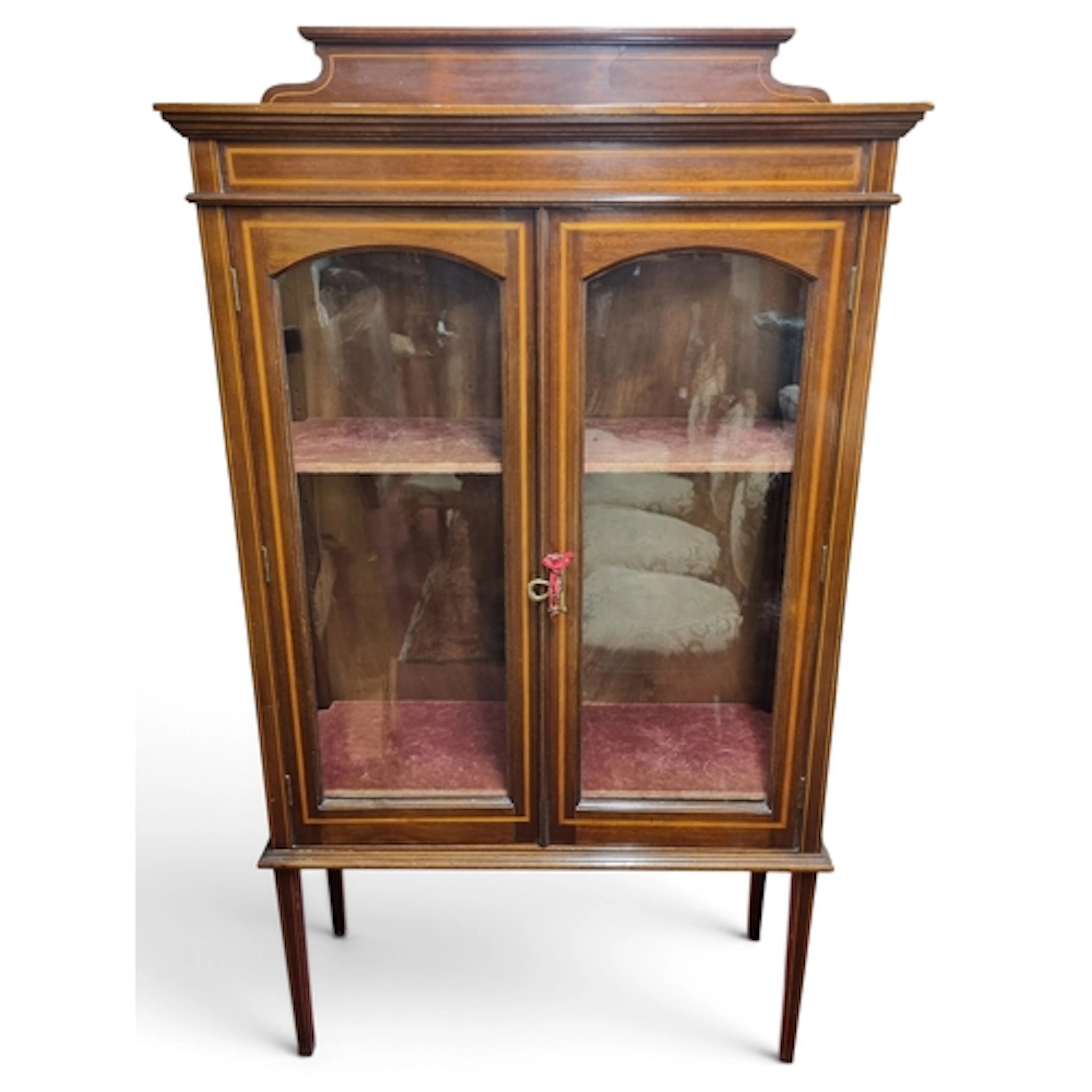 An Edwardian Mahogany and Inlaid two drawer Display Cabinet ...