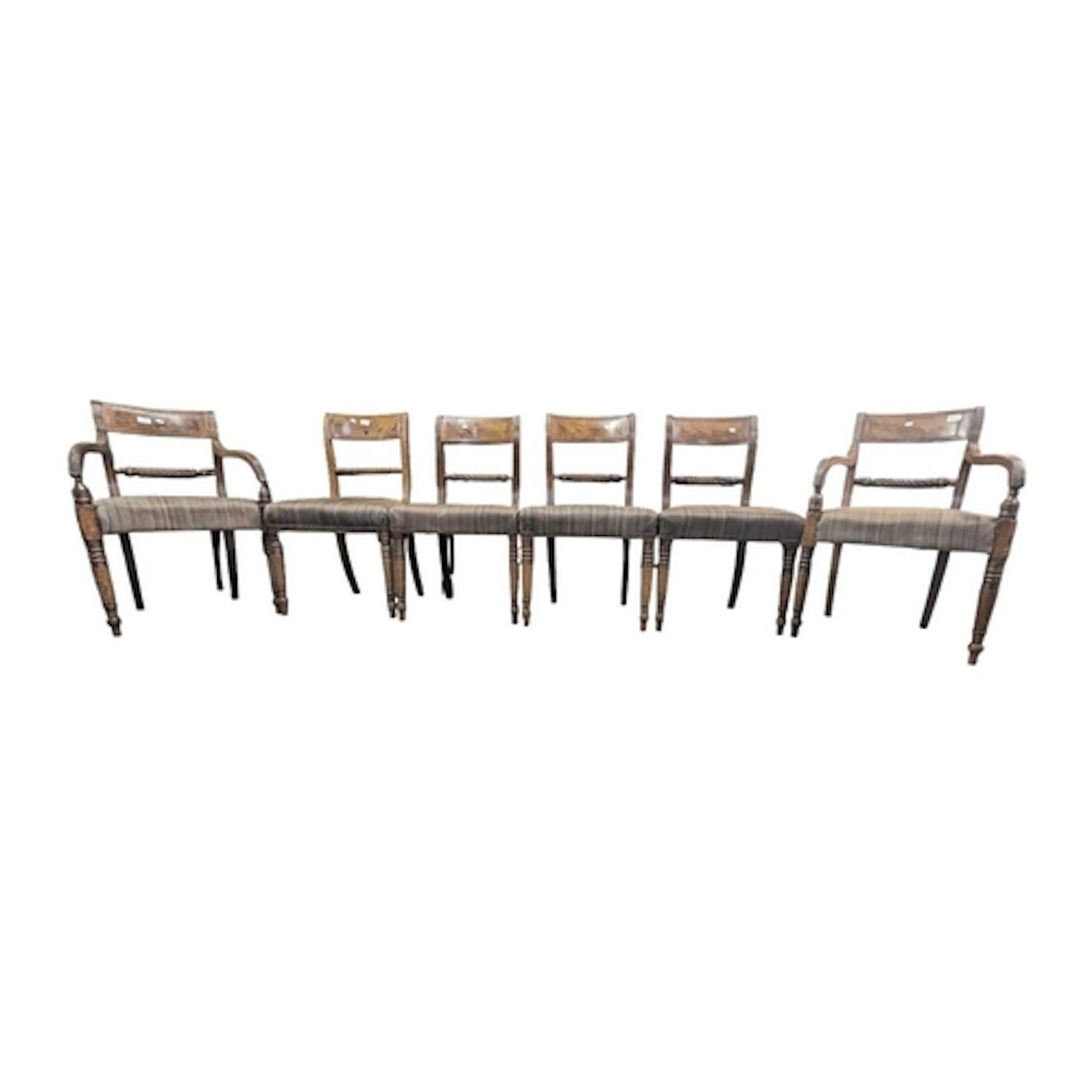 Regency 19th century mahogany bar back dining chairs having ...