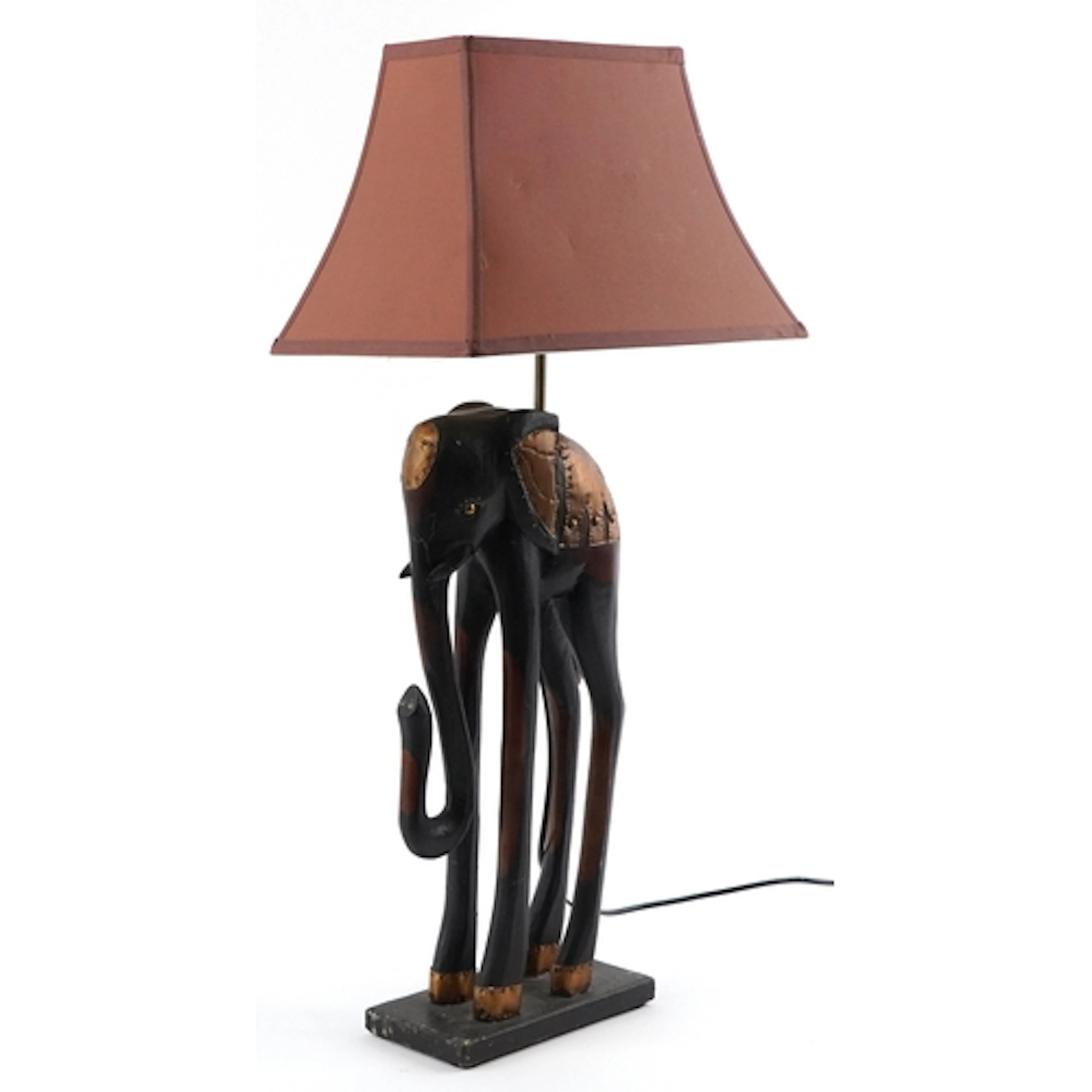 African interest wooden and metal table lamp in the form of ...
