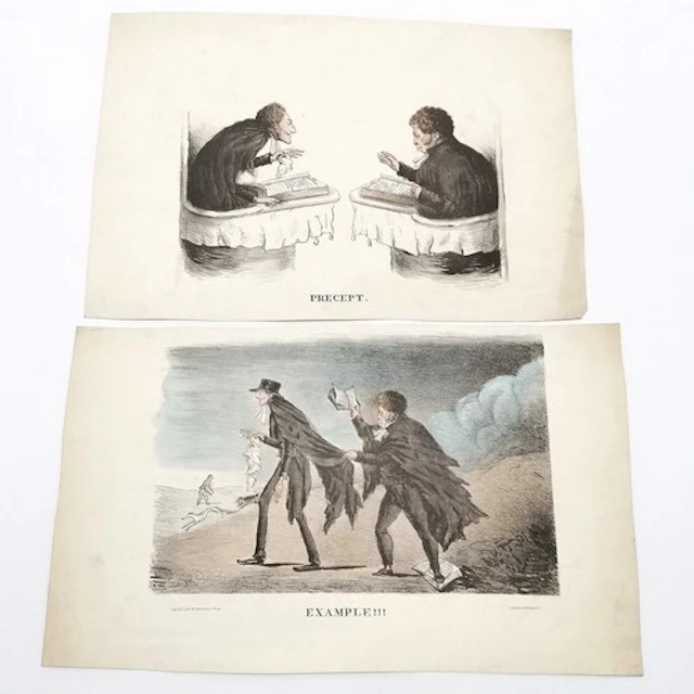 1827/28 satirical pair of prints depicting the Scottish reli...