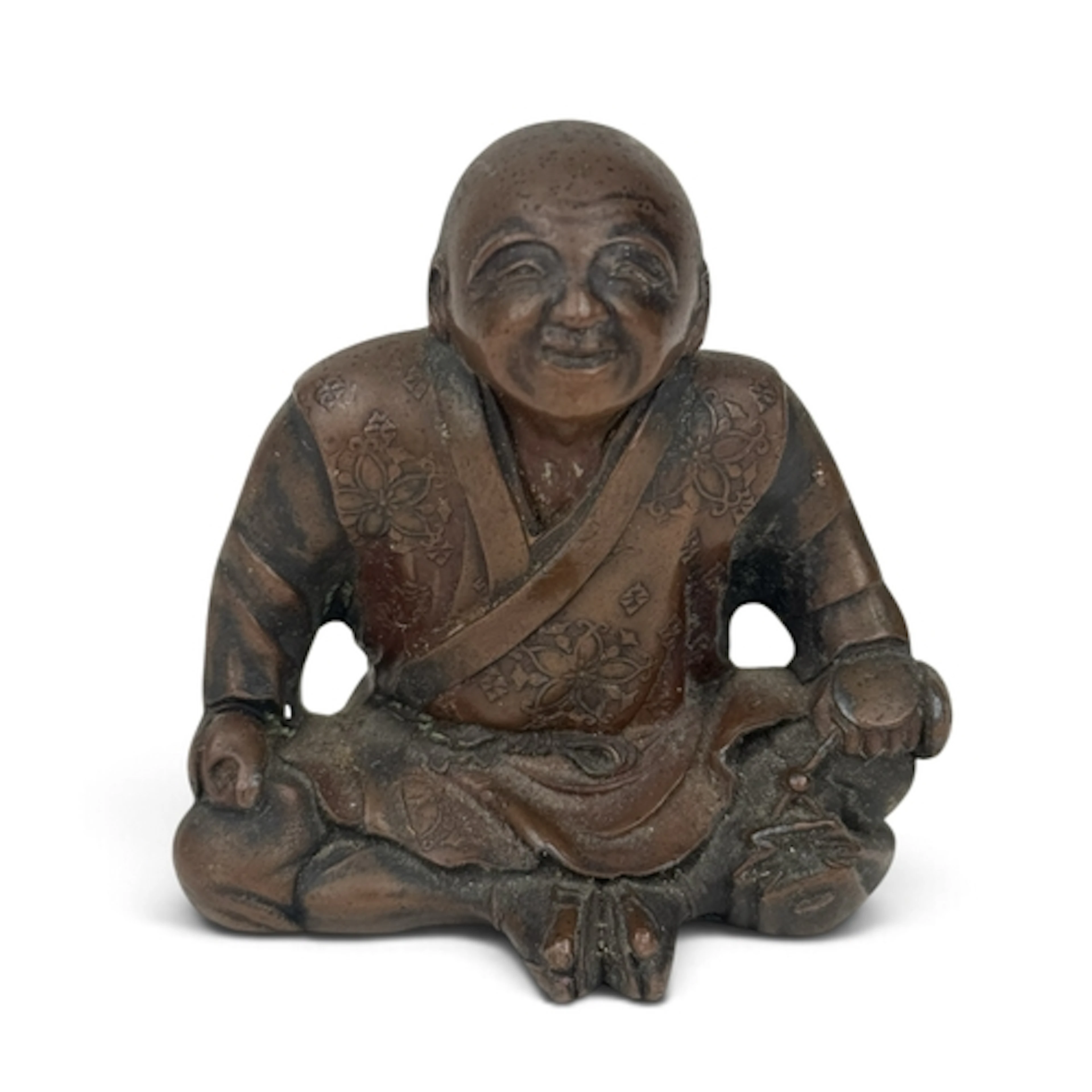 A JAPANESE BRONZE SEATED FIGURE 5.5cm H
