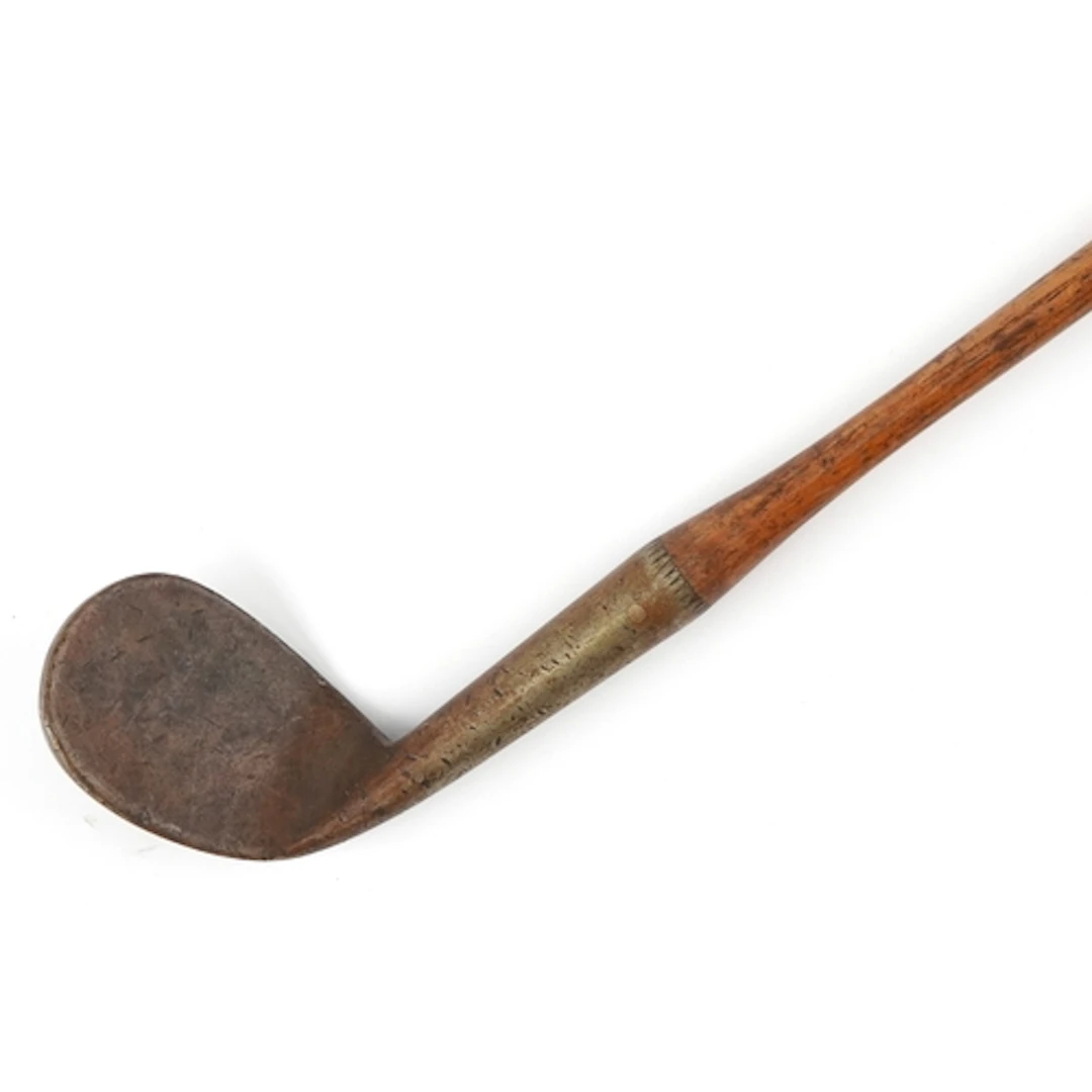 Hunt wooden shafted golf pitching wedge with brass head stam...