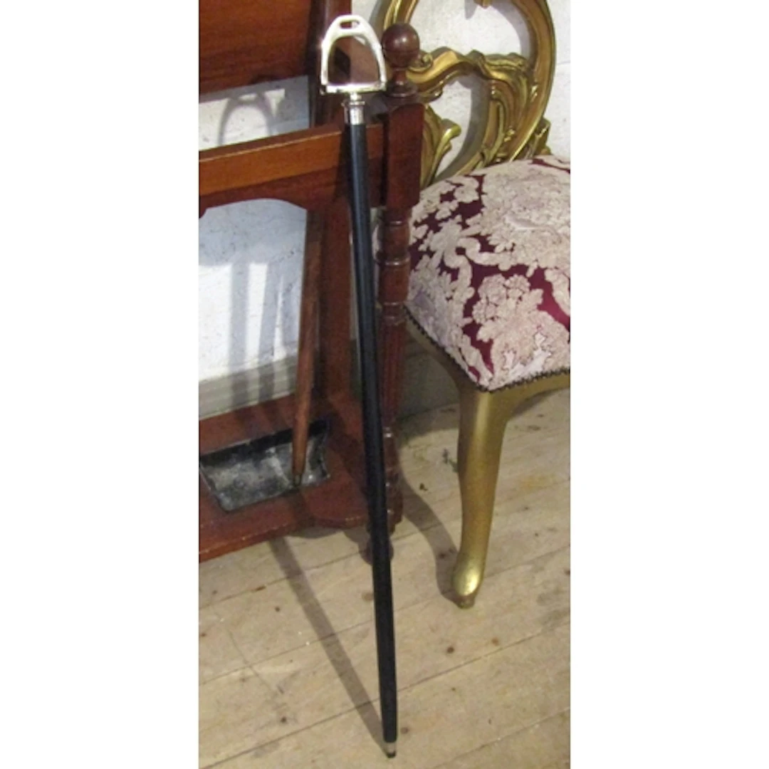 Stirrup Chrome Plated Handle Walking Stick Full Size
