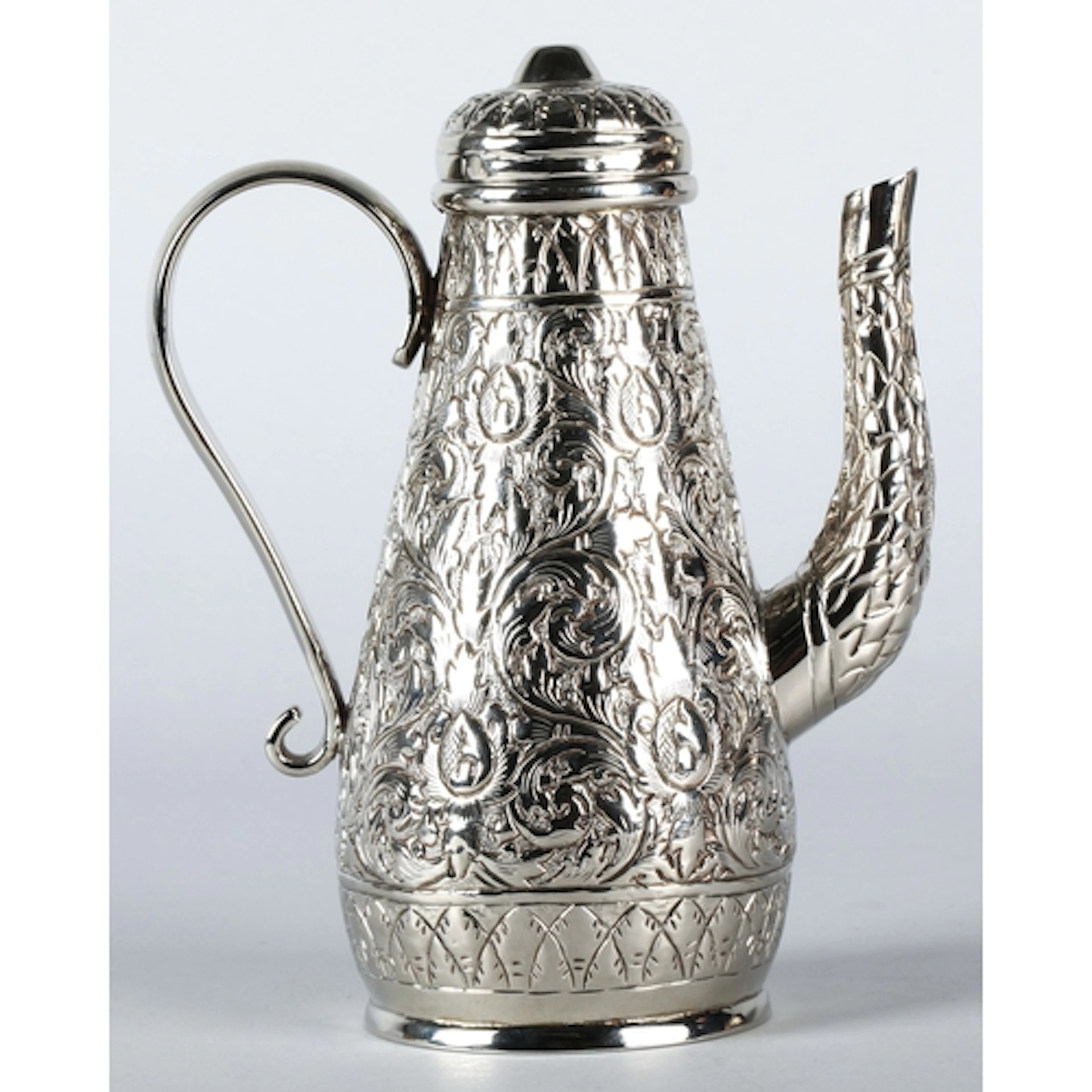 South East Asian silver coloured Thai style chocolate pot wi...