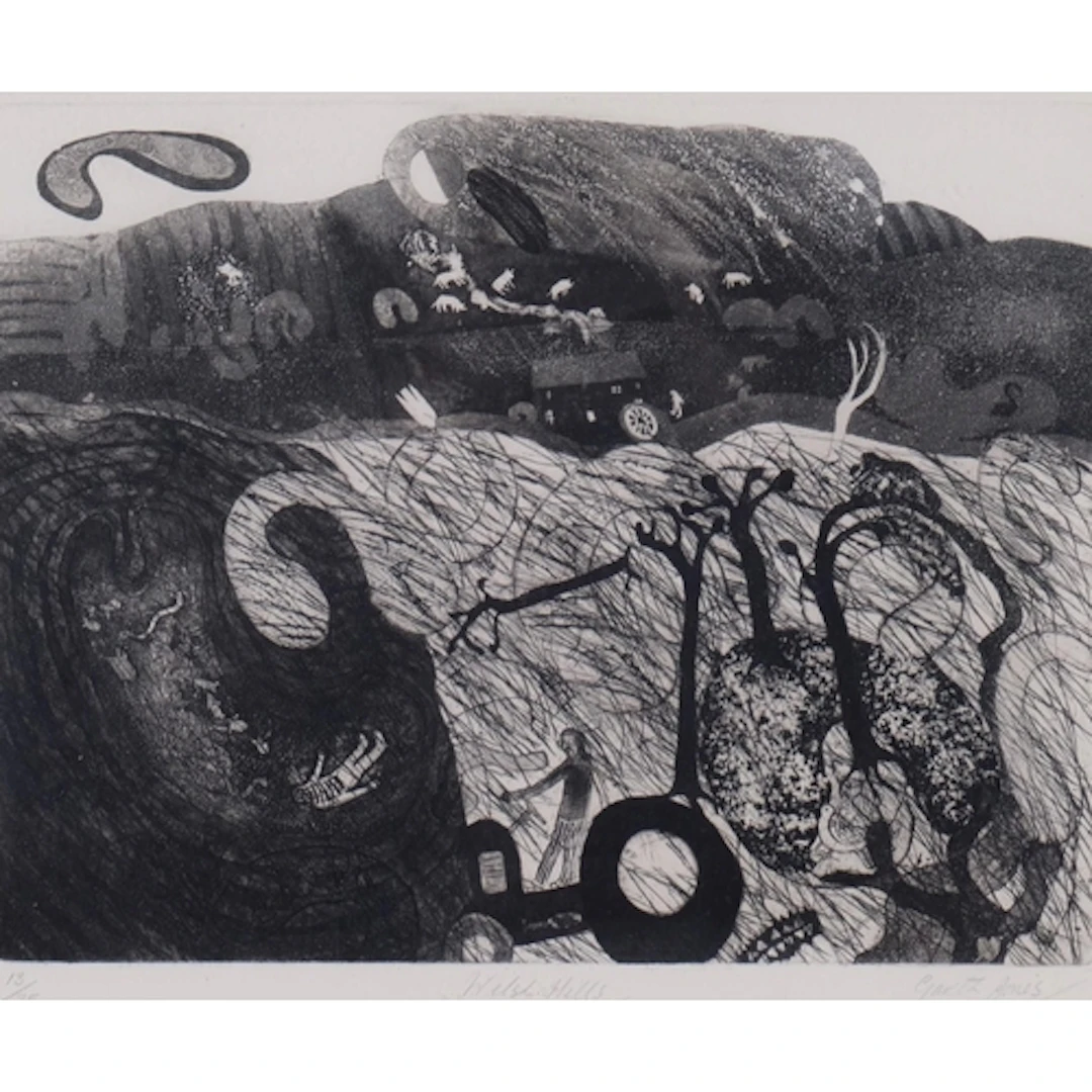Gareth Jones, Welsh Hills, etching, circa 1960s, signed in p...