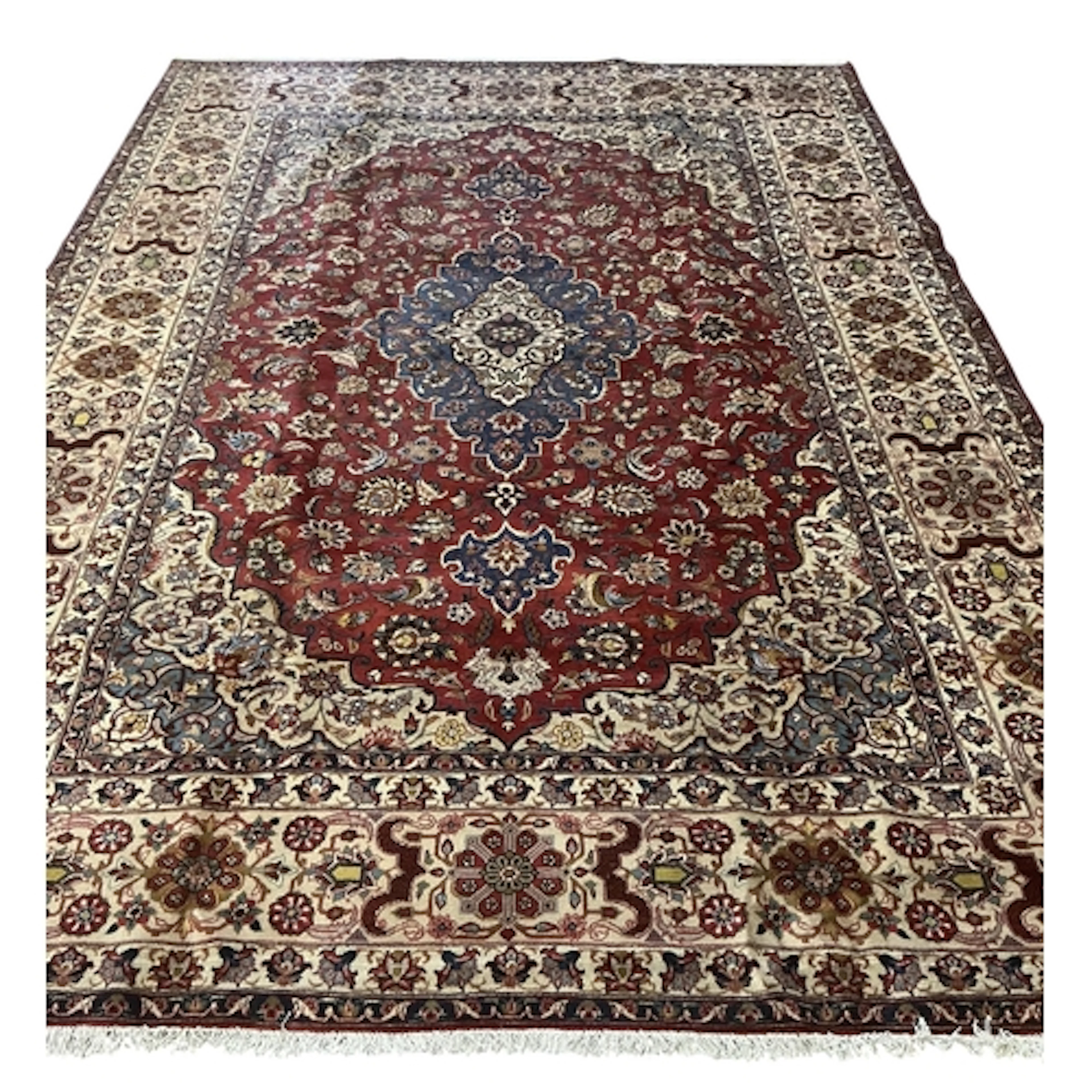A Kashan ivory ground carpet, 350 x 248cm