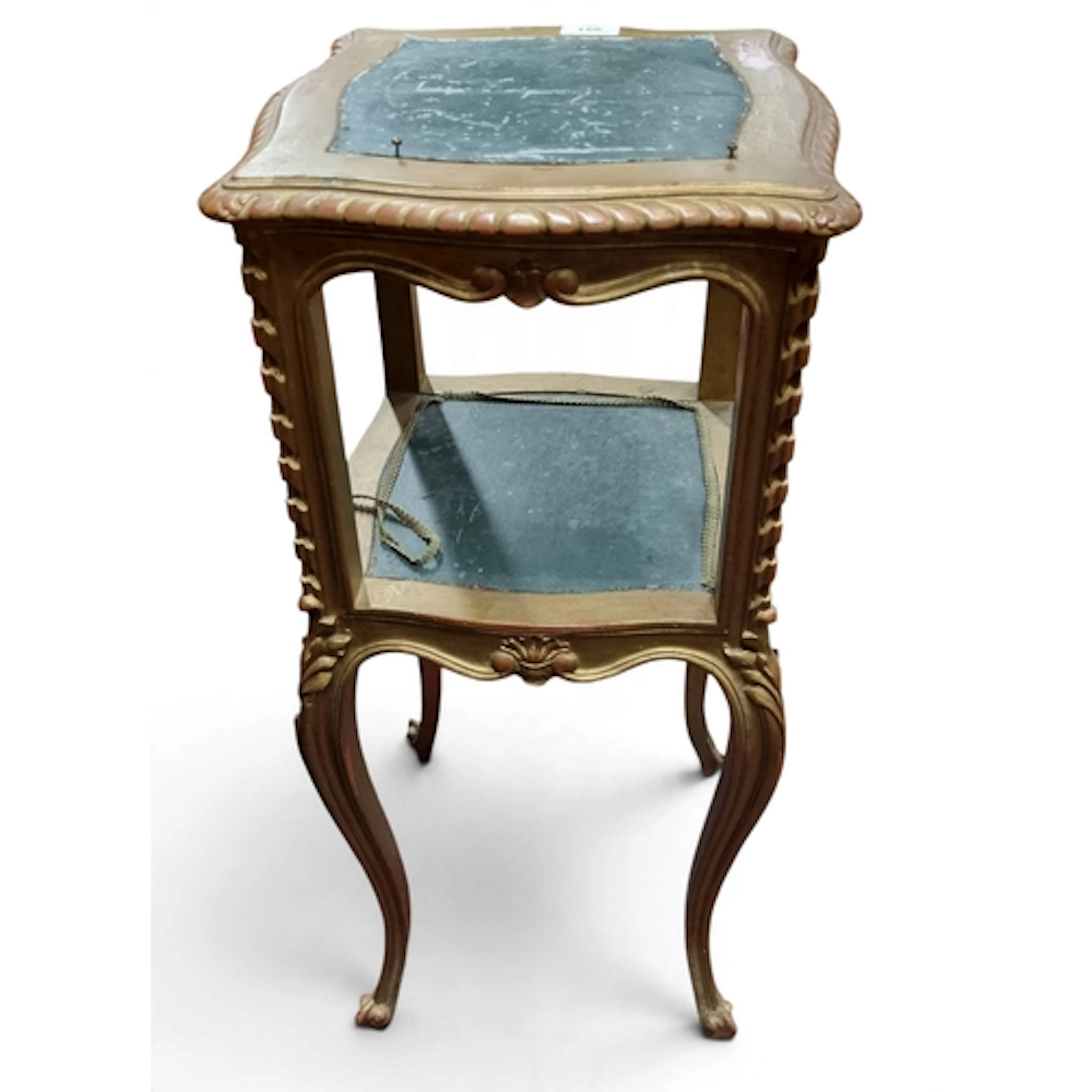 An early 20th Century two tier Timber Gilt Side Table with h...