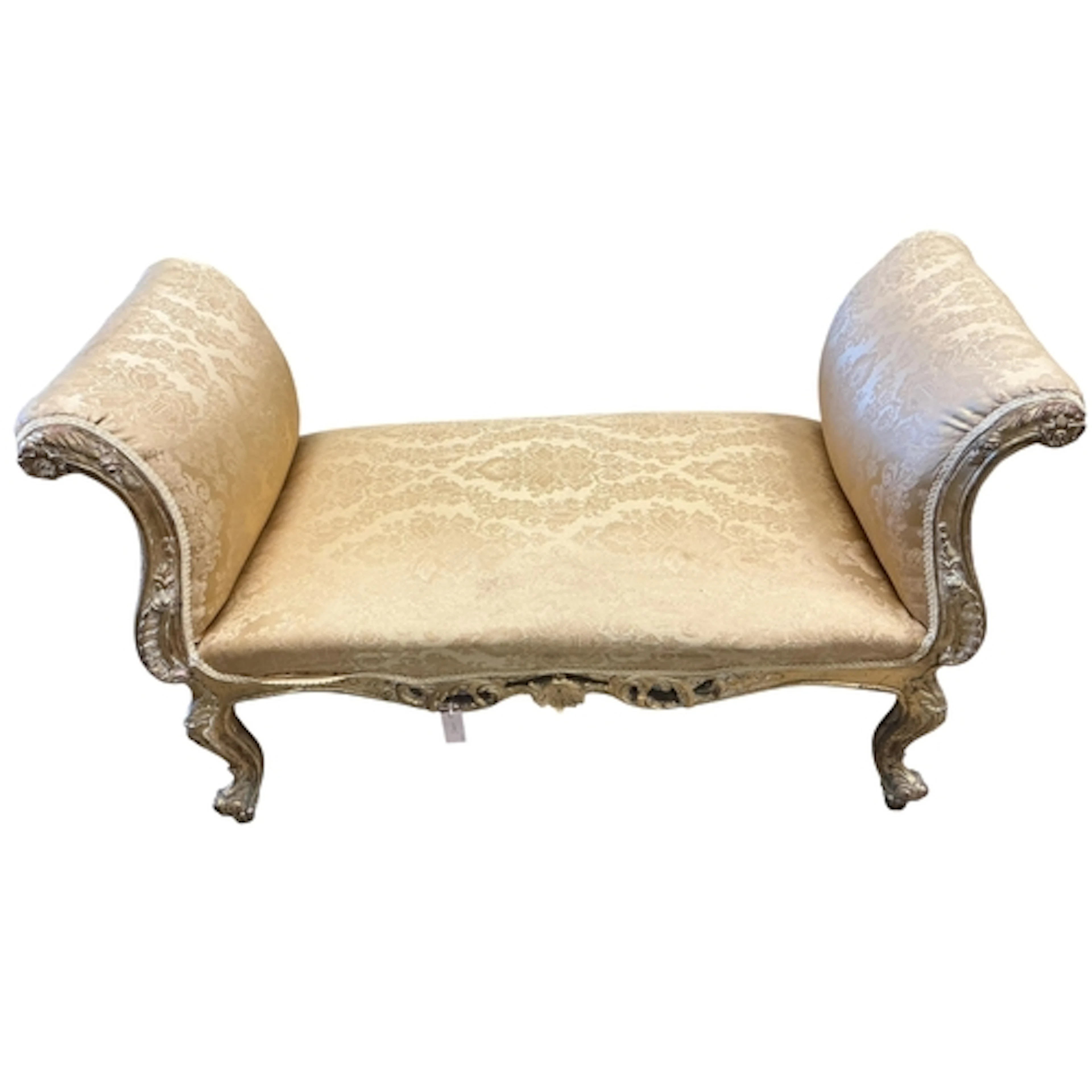 A Louis XV style giltwood window seat, width 137cm, depth 63...