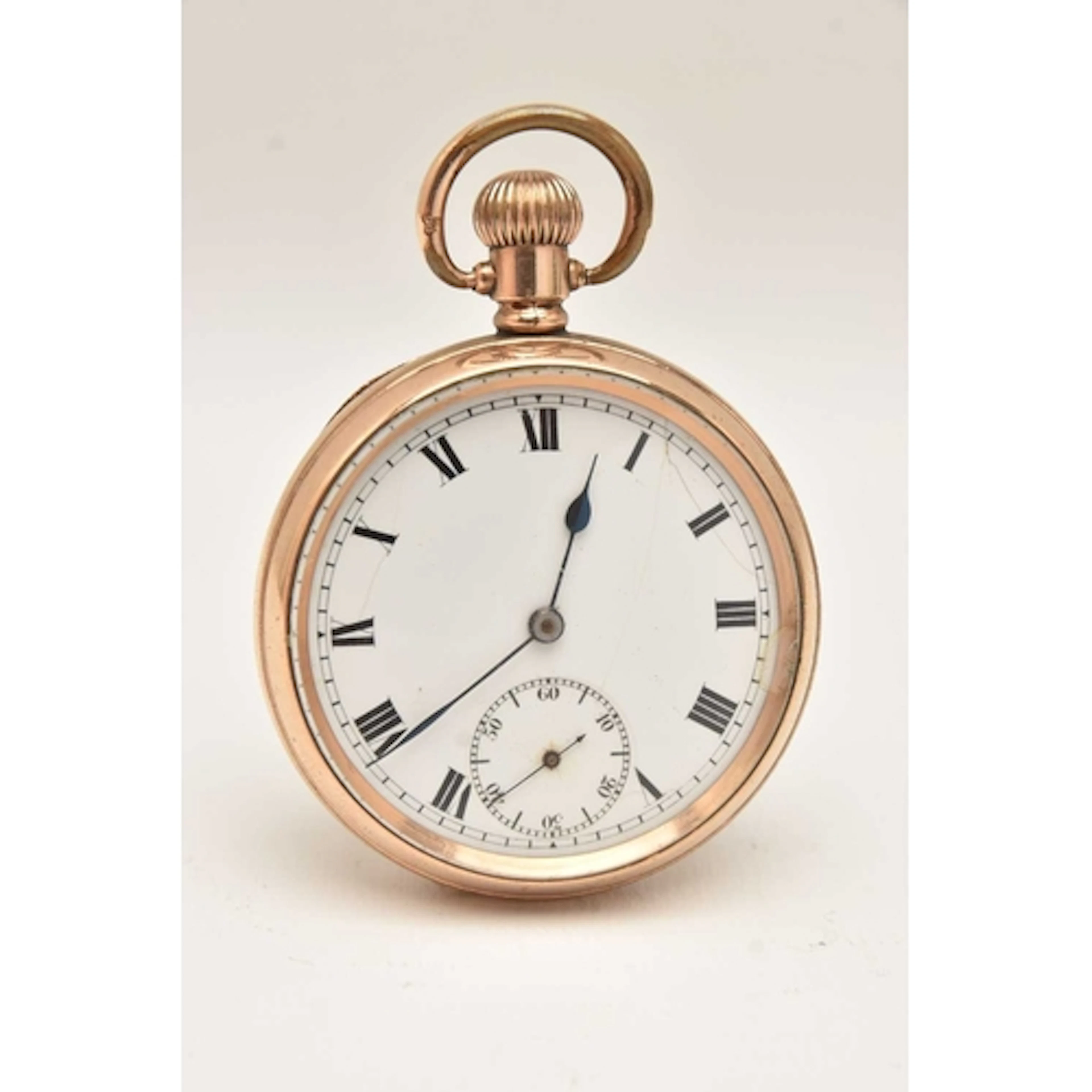 AN EARLY 20TH CENTURY GOLD PLATED OPEN FACE TOP WIND POCKET ...