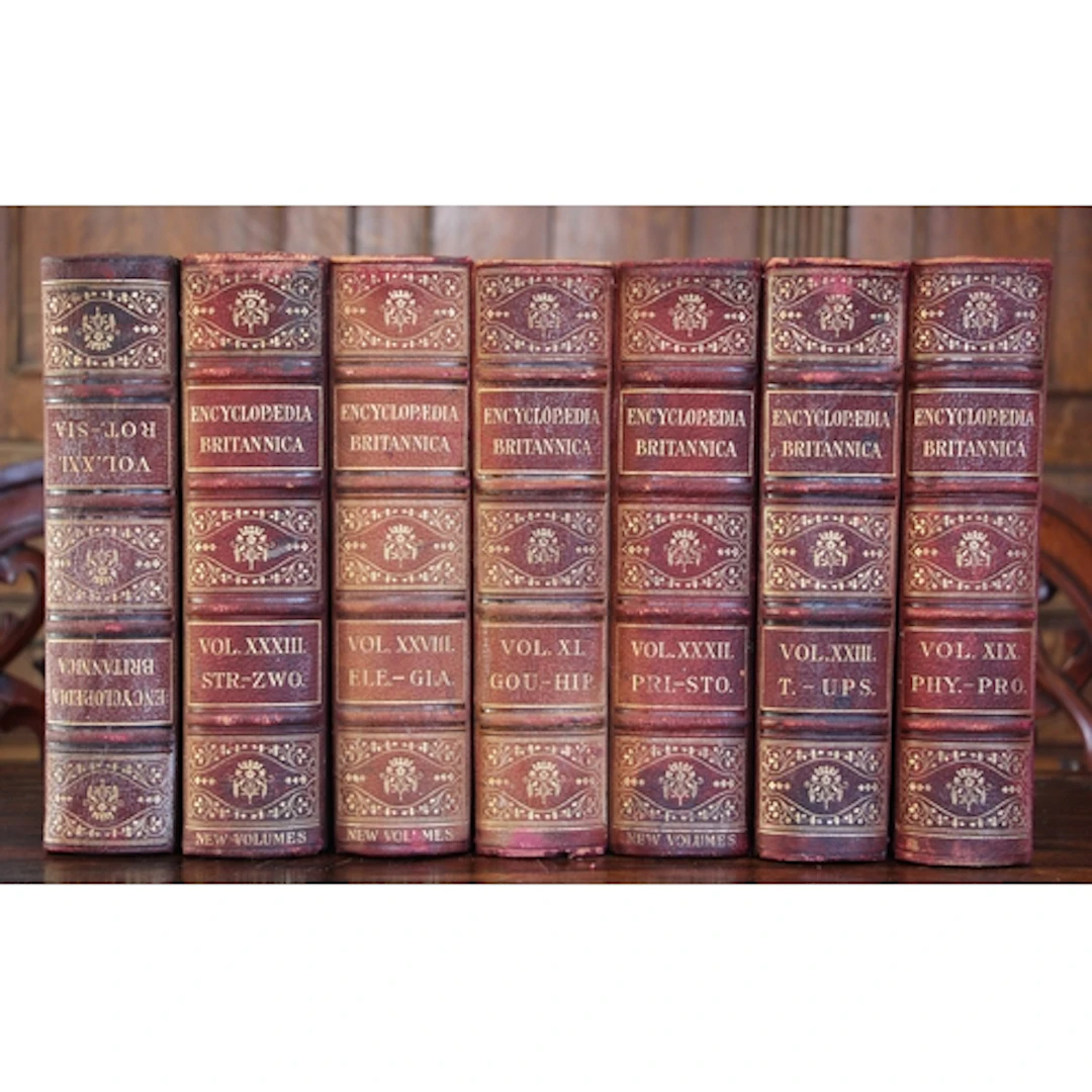 DECORATIVE BINDINGS: ENCYCLOPAEDIA BRITANNICA, 35 vols inclu...