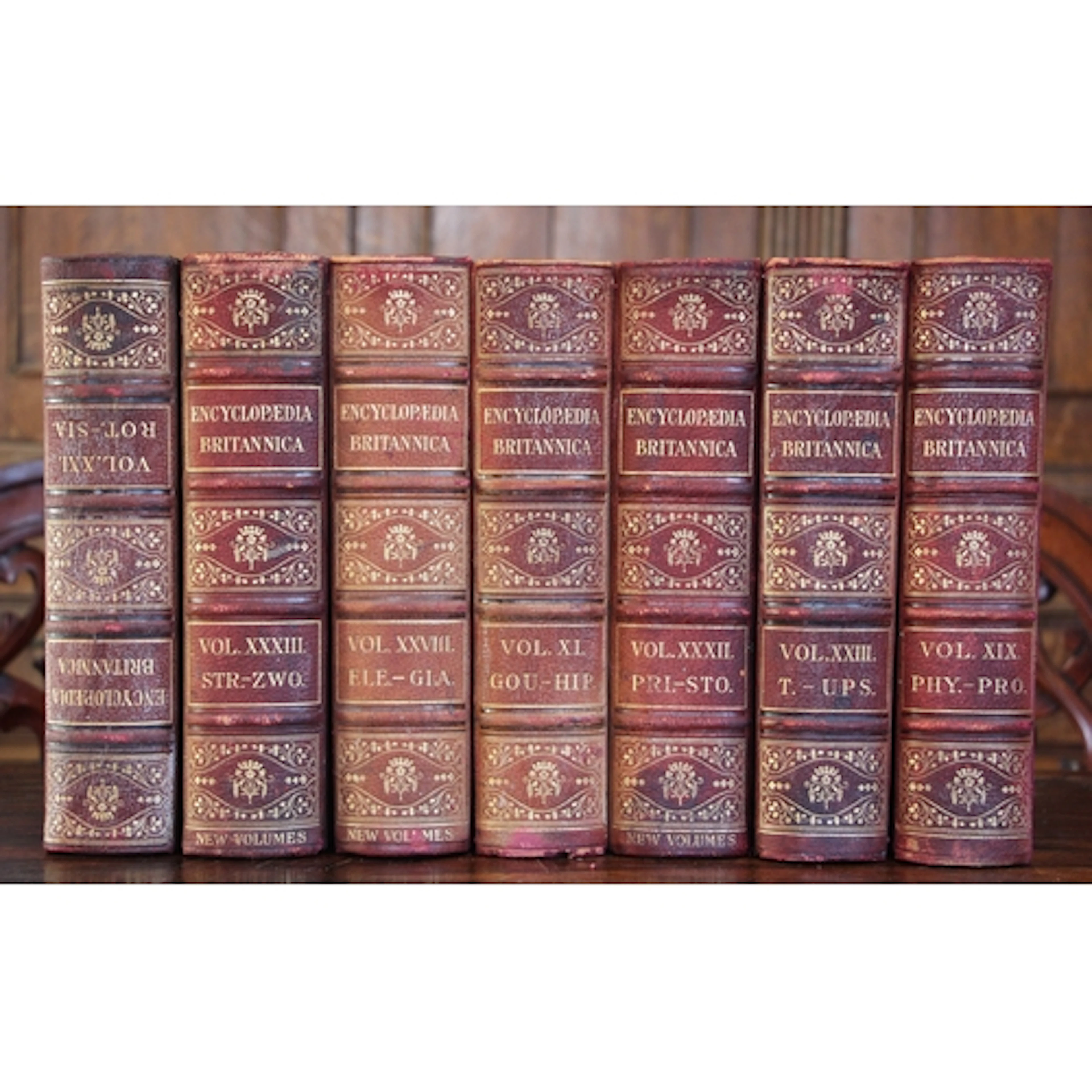 DECORATIVE BINDINGS: ENCYCLOPAEDIA BRITANNICA, 35 vols inclu...