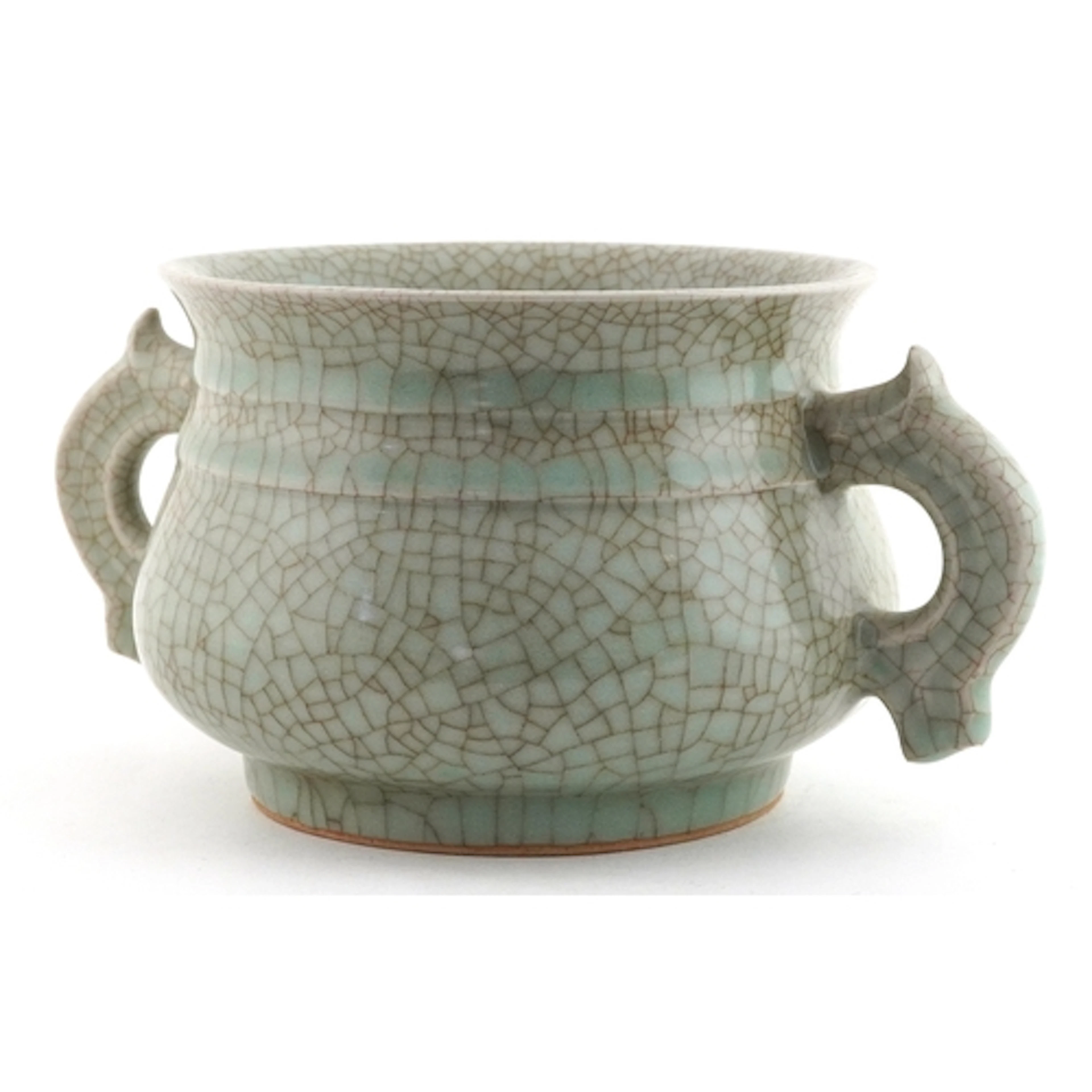 Chinese porcelain crackle glazed celadon incense burner havi...