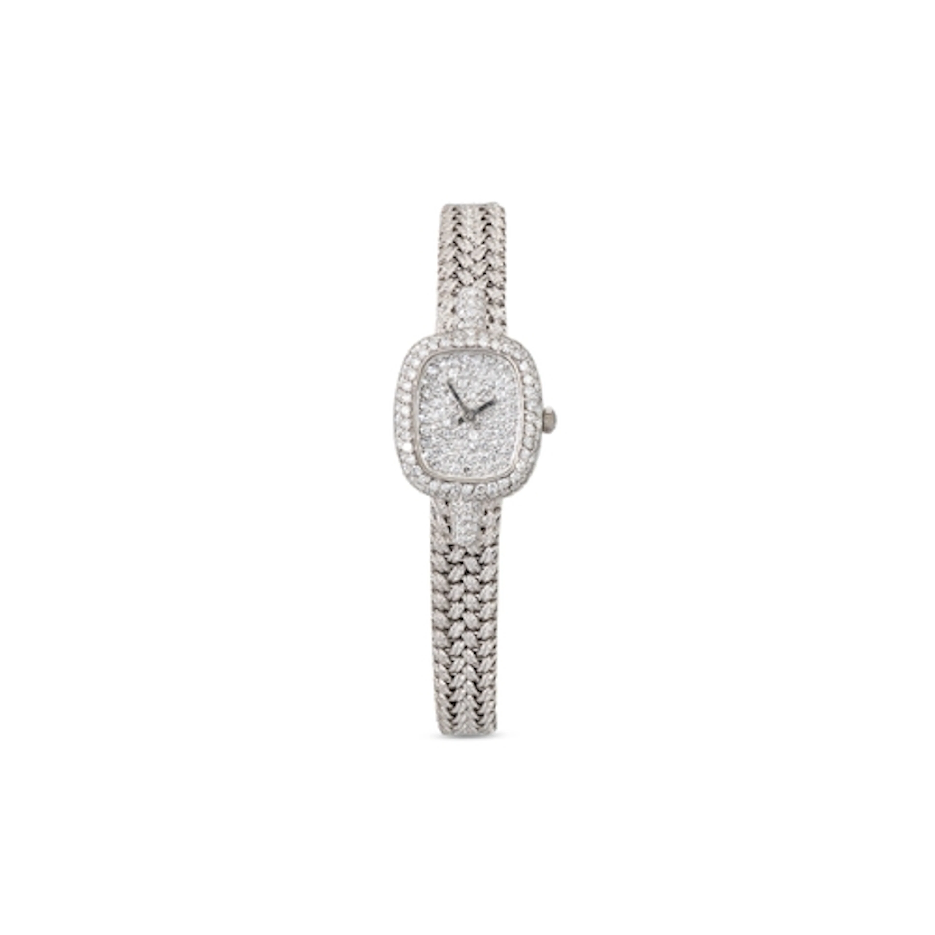 A VINTAGE 18CT WHITE GOLD DIAMOND SET WATCH, the diamond set...