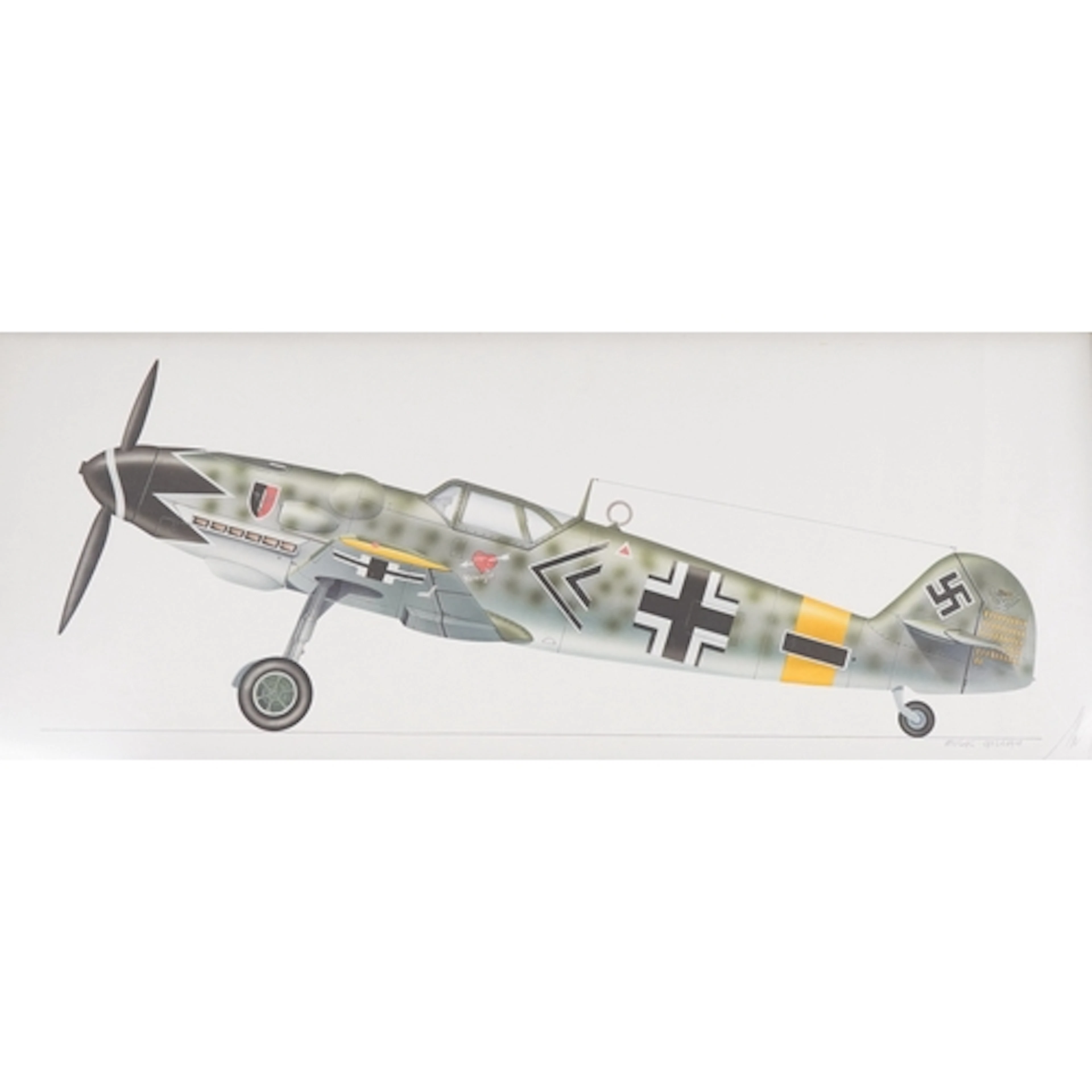 Mick Gillah, study of a Messerschmitt, BF 109 K, signed in b...