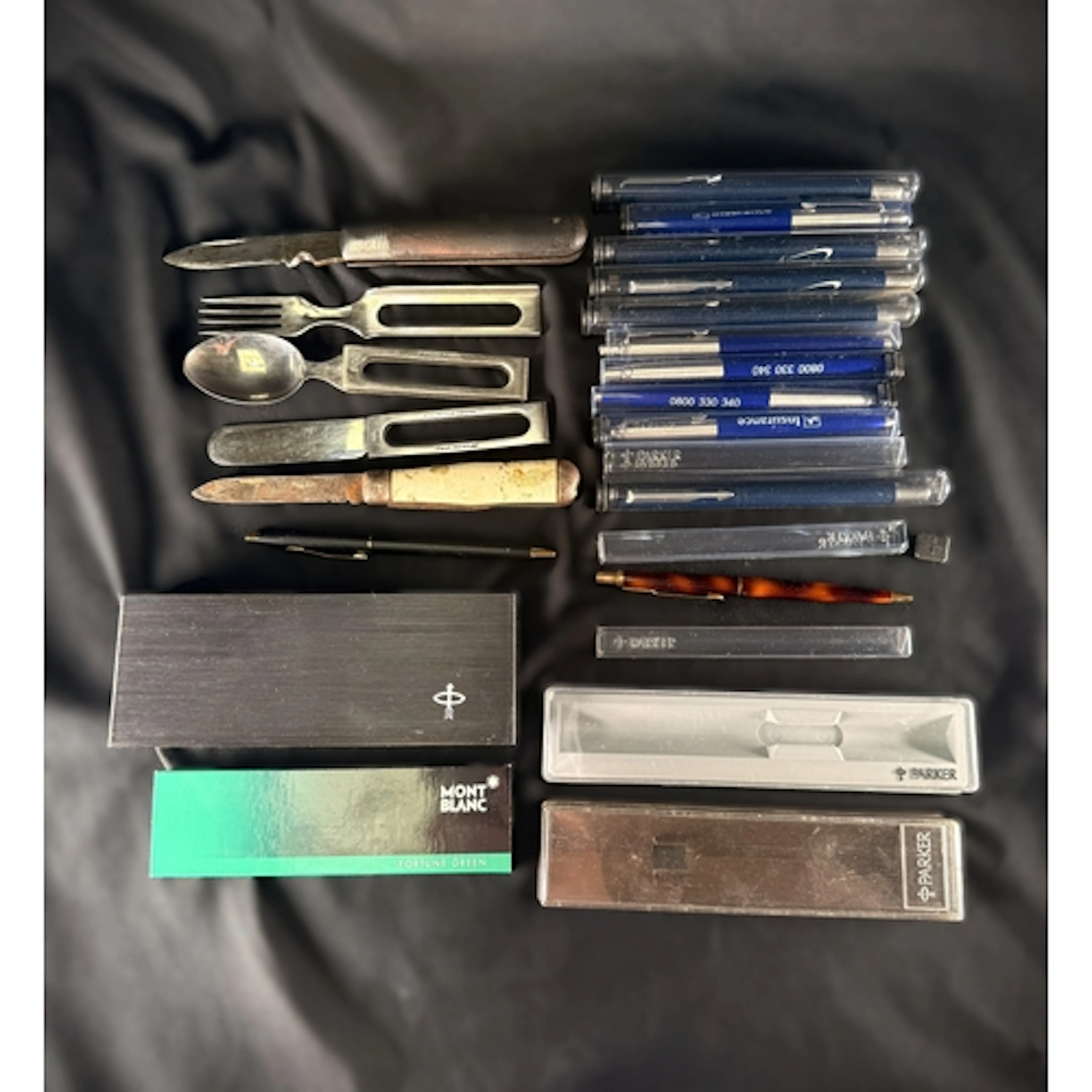 A vintage Parker pen with tigers eye case, other Parker and ...