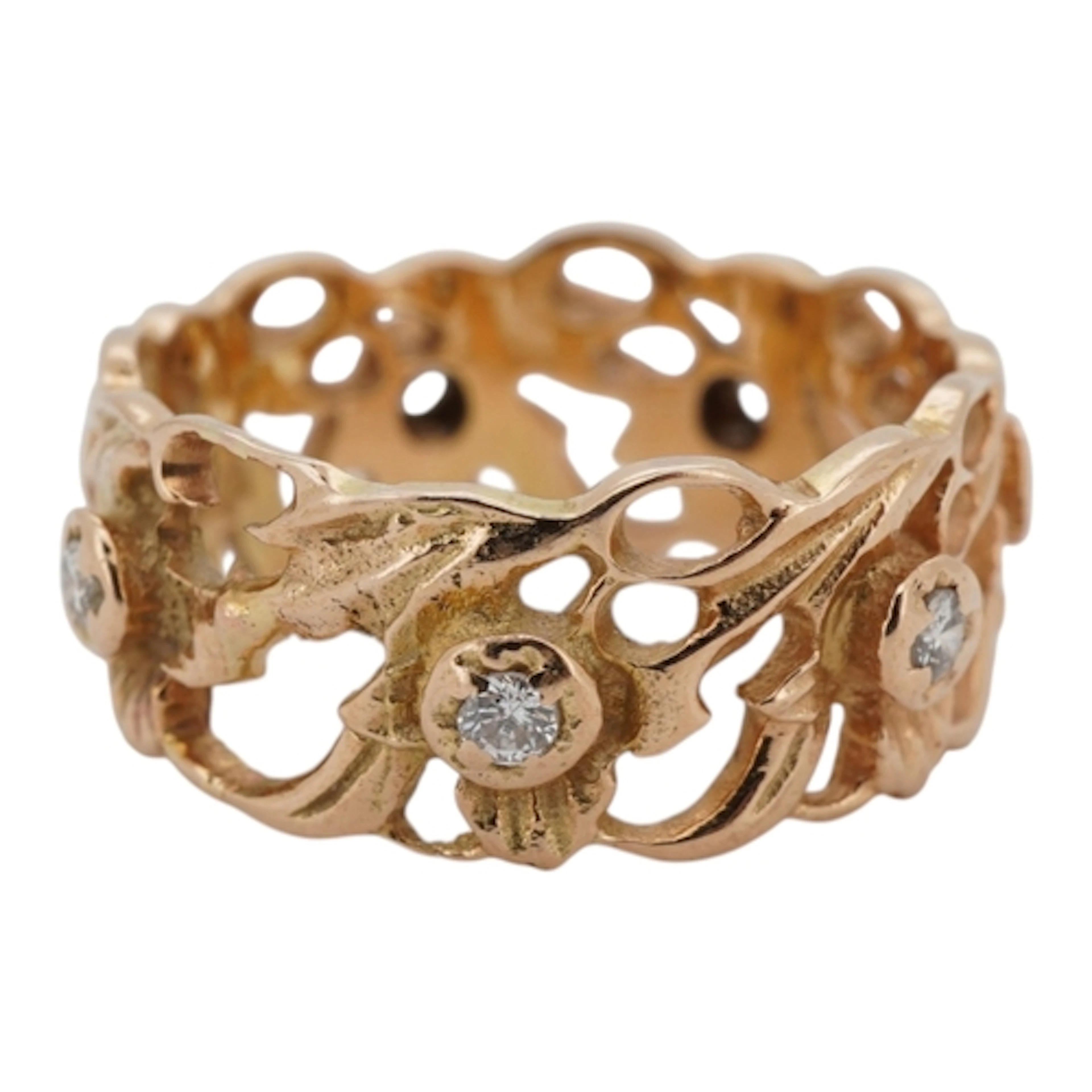 A Start Devlin textured 14k and seven stone diamond set eter...