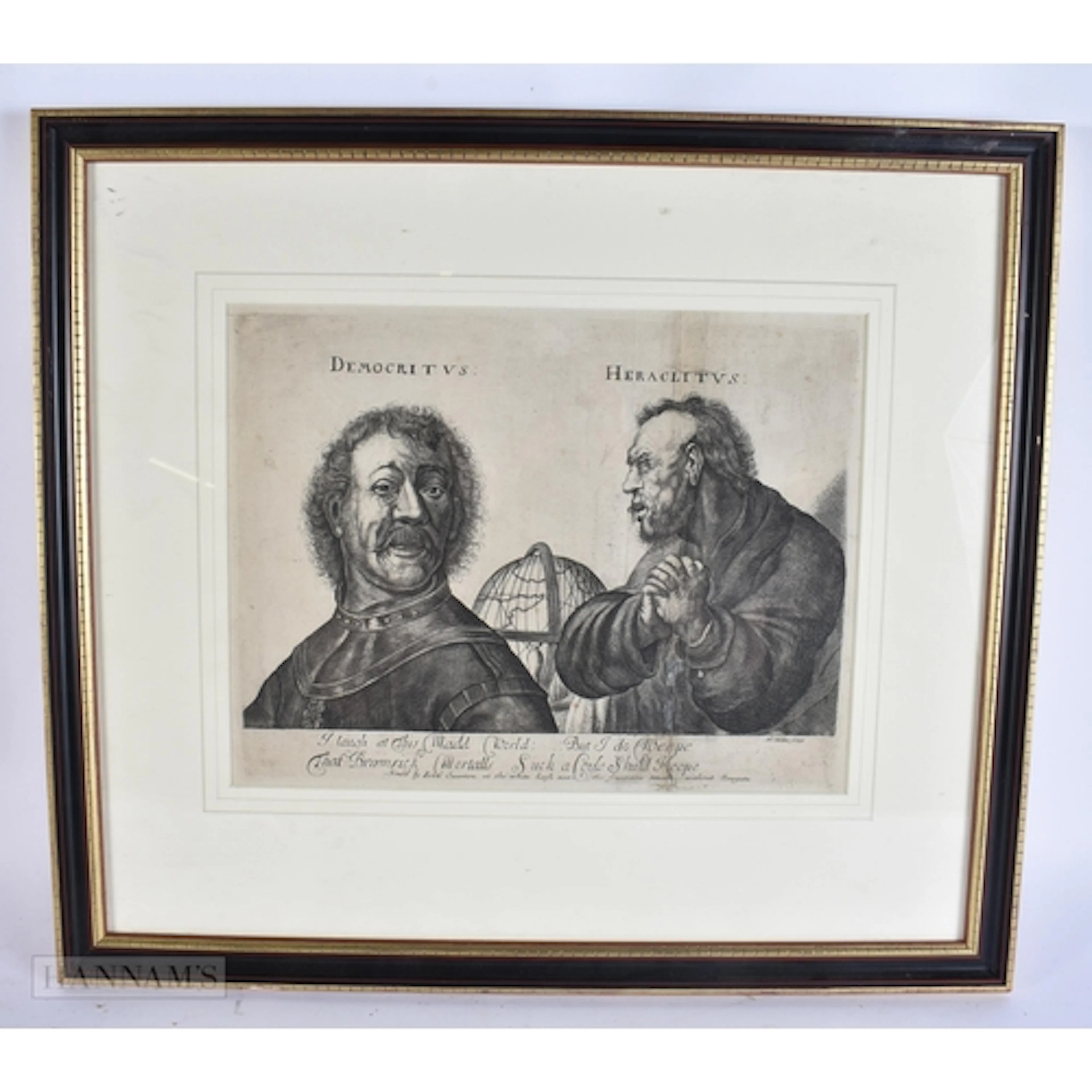 A 17TH CENTURY ETCHING OF DEMOCRITUS AND HERACLITUS After Re...