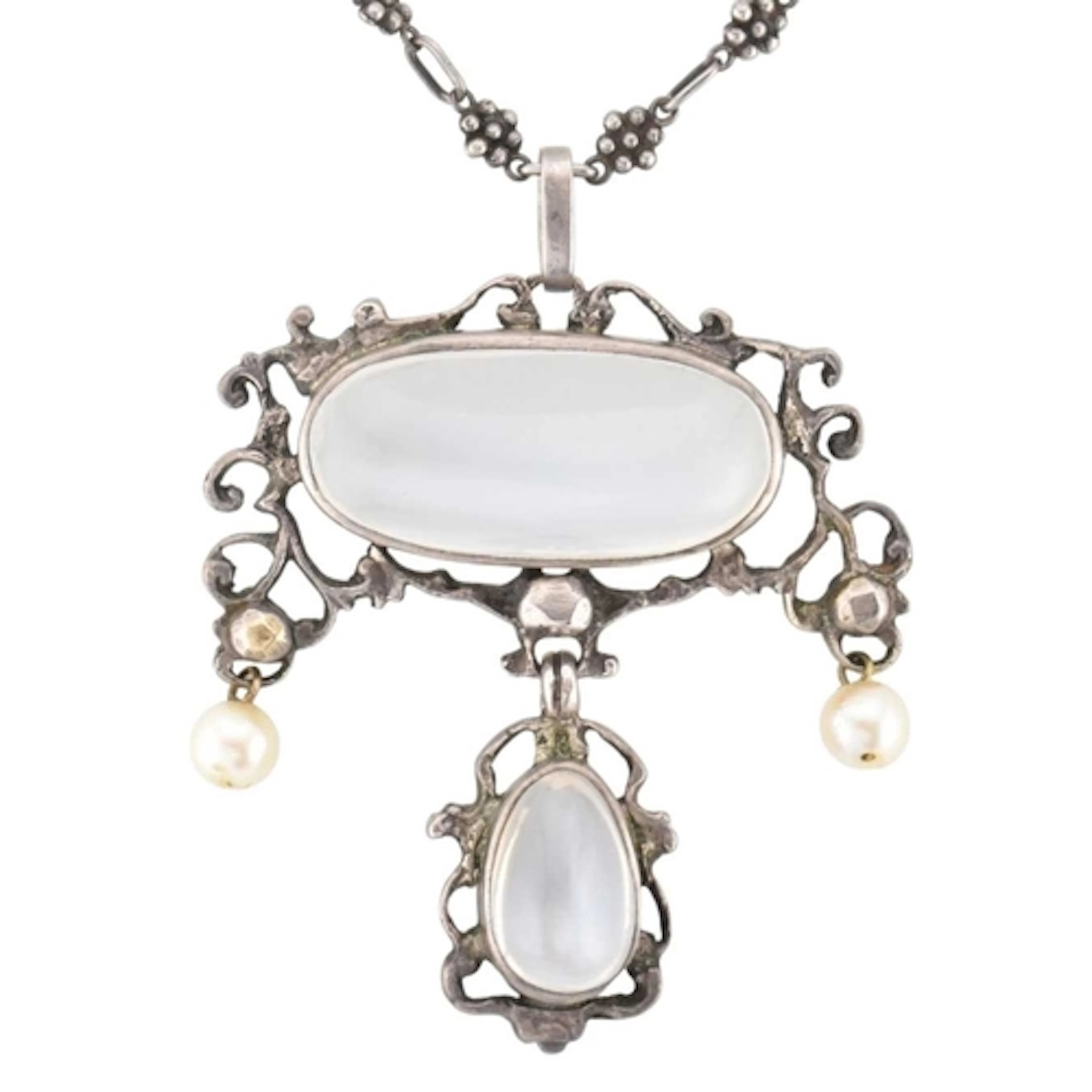 An early 20th century silver Arts and Crafts moonstone neckl...