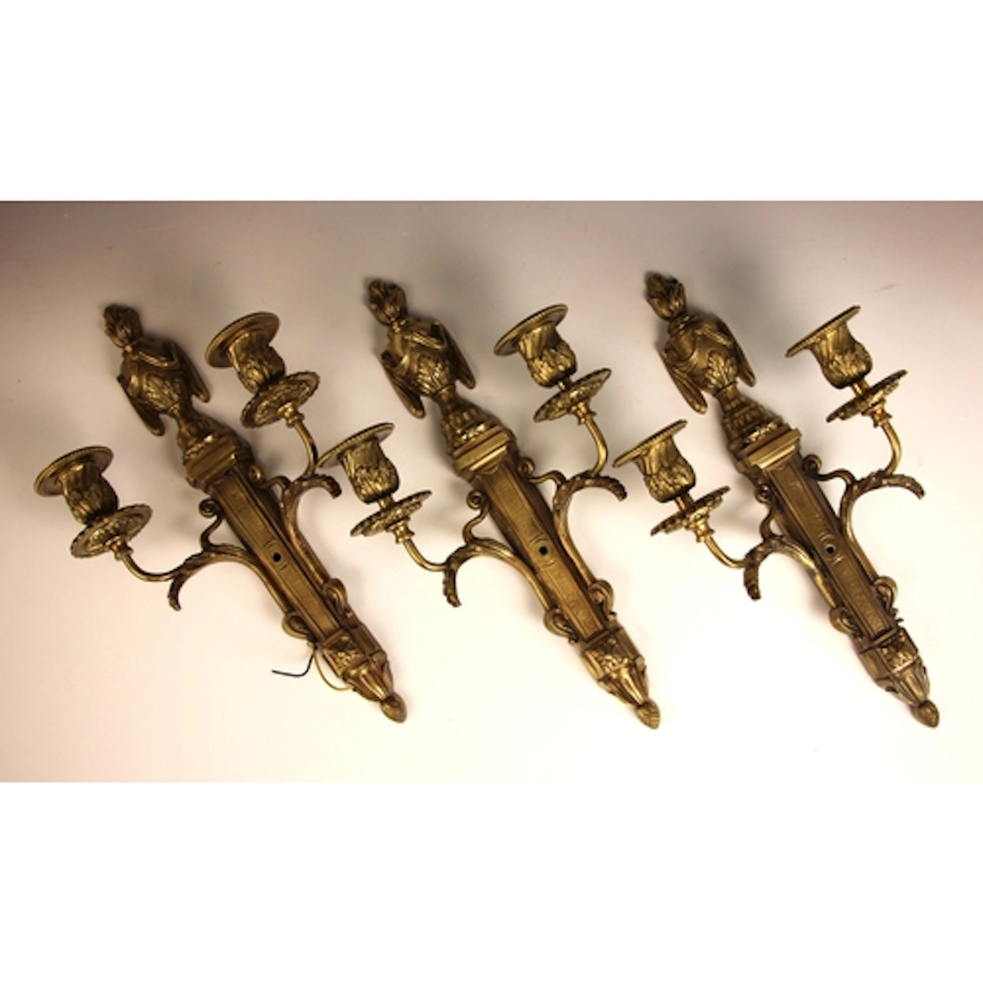 Three modern reproduction Napoleon III style twin branch wal...