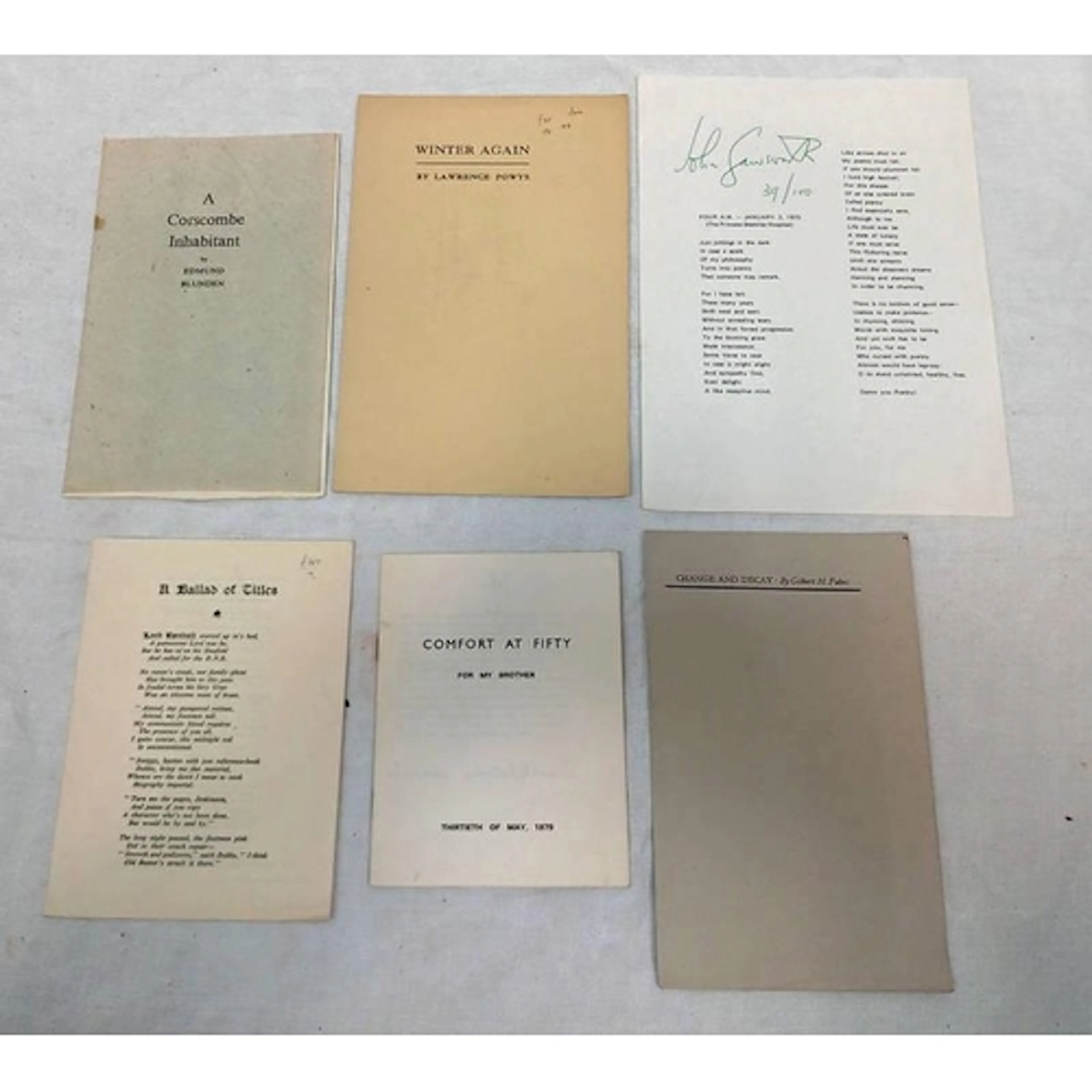 SIGNED POETRY PAMPHLETS AND BROADSHEETS: WINTER AGAIN BY LAW...