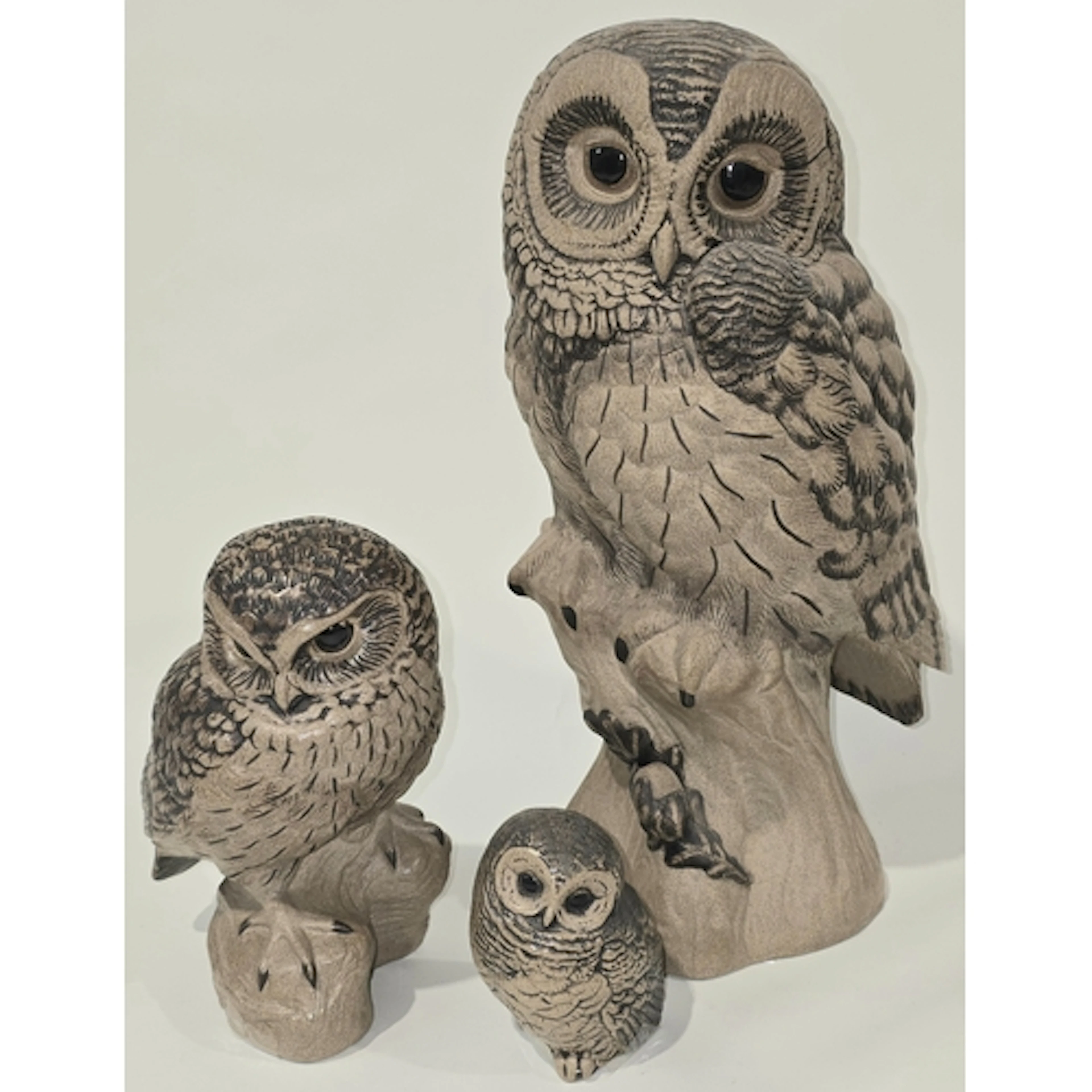 Poole Pottery stoneware set of graduated Owls modelled by Ba...