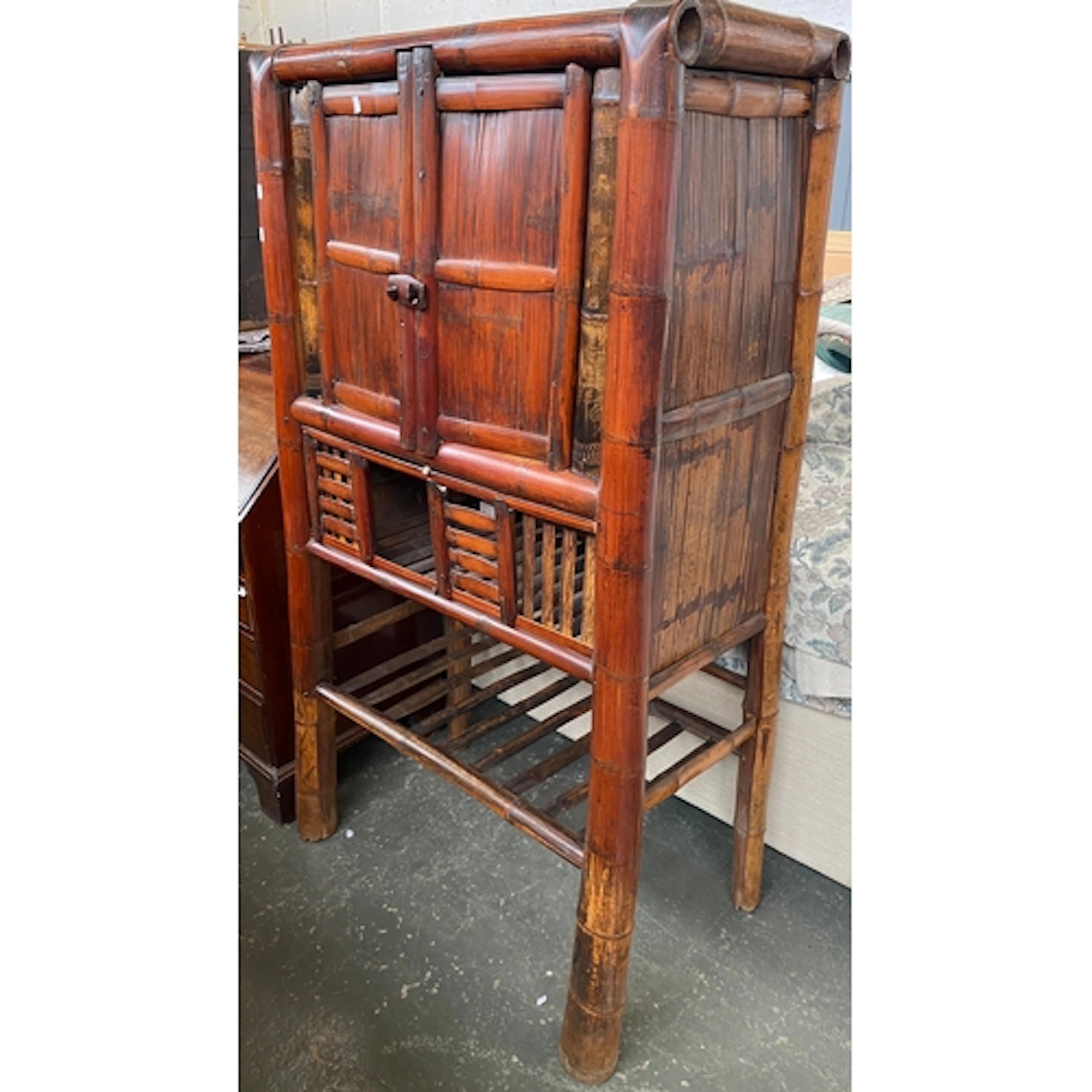 A Chinese bamboo cabinet, 90x50x171cmH