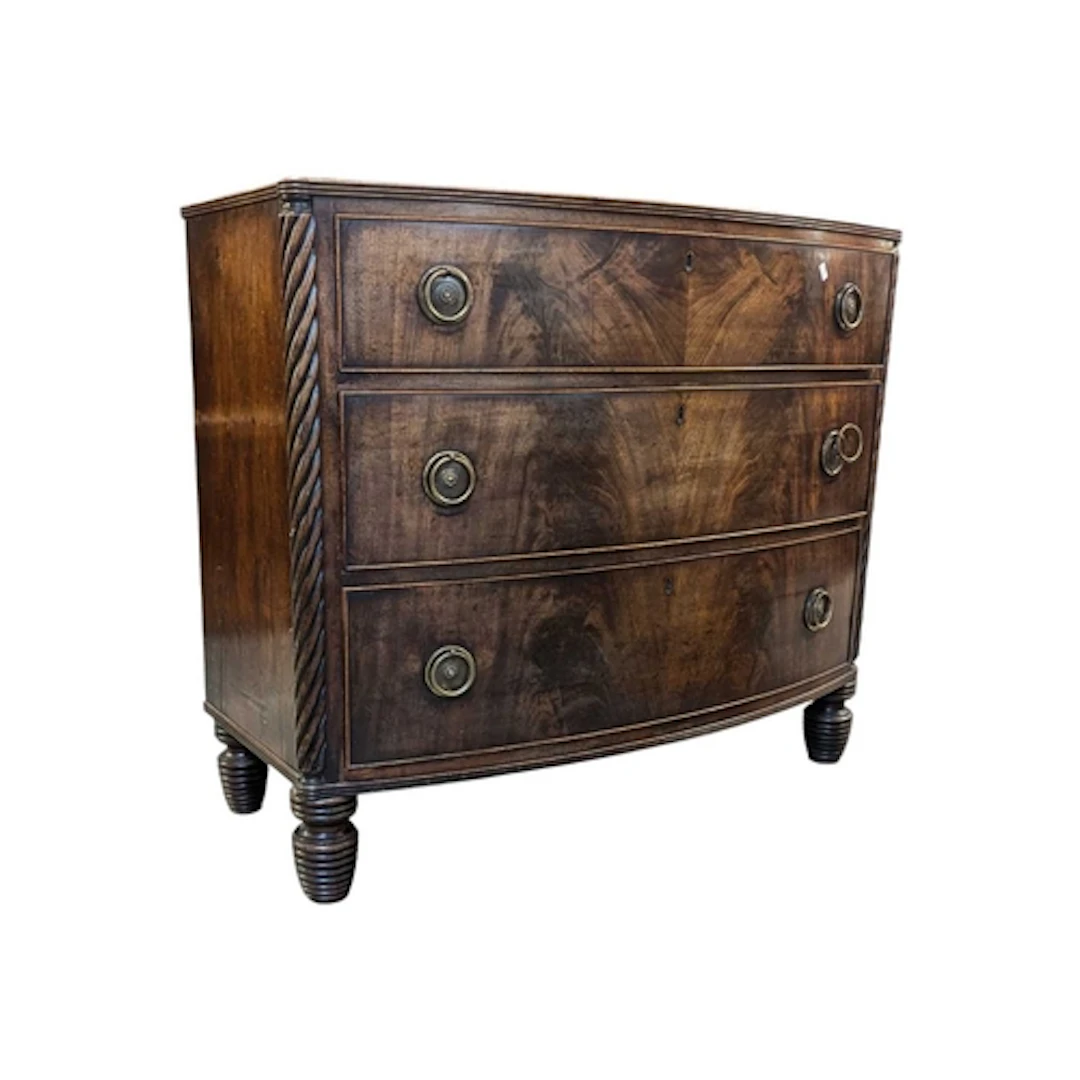 A George III 19th century mahogany bow front chest of drawer...