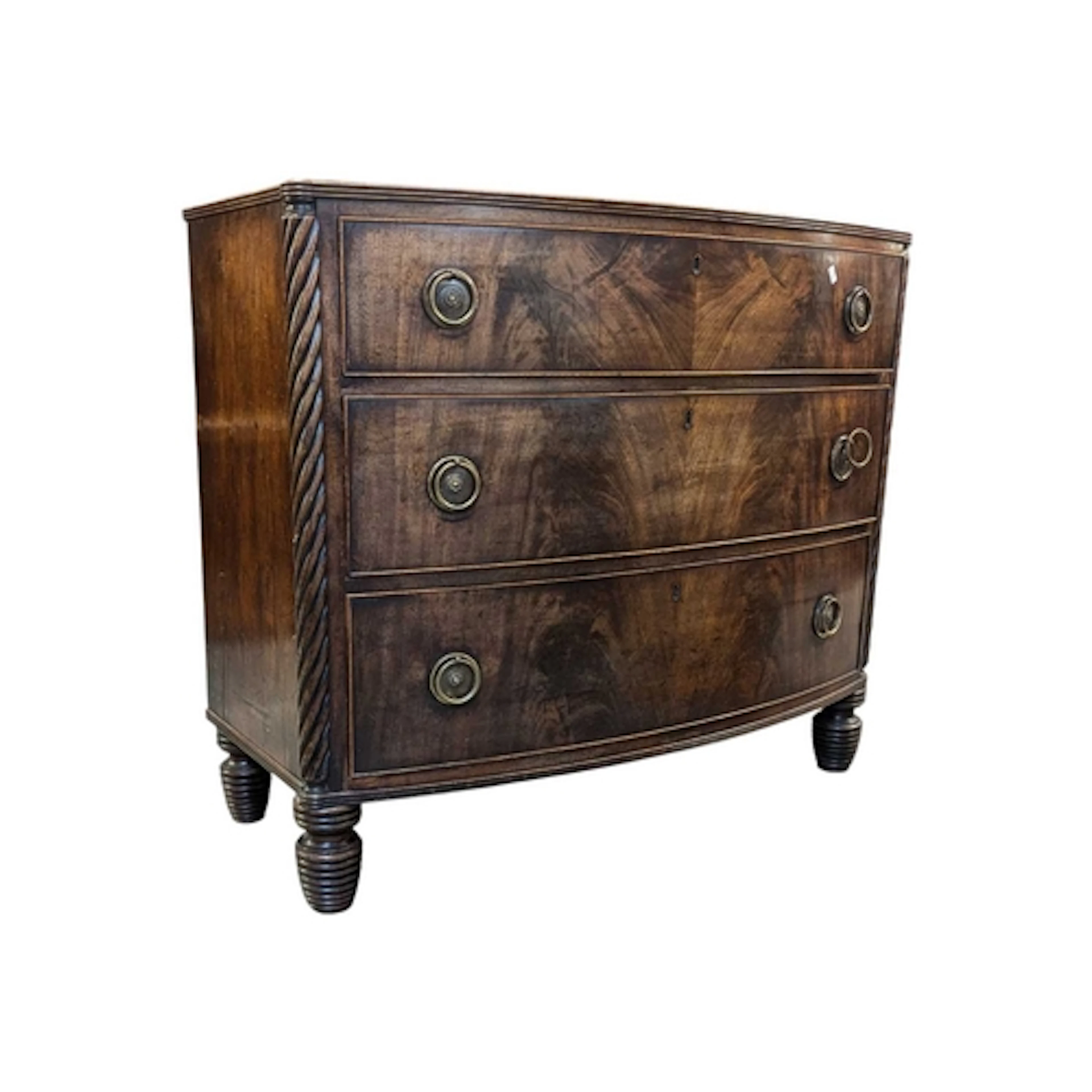 A George III 19th century mahogany bow front chest of drawer...