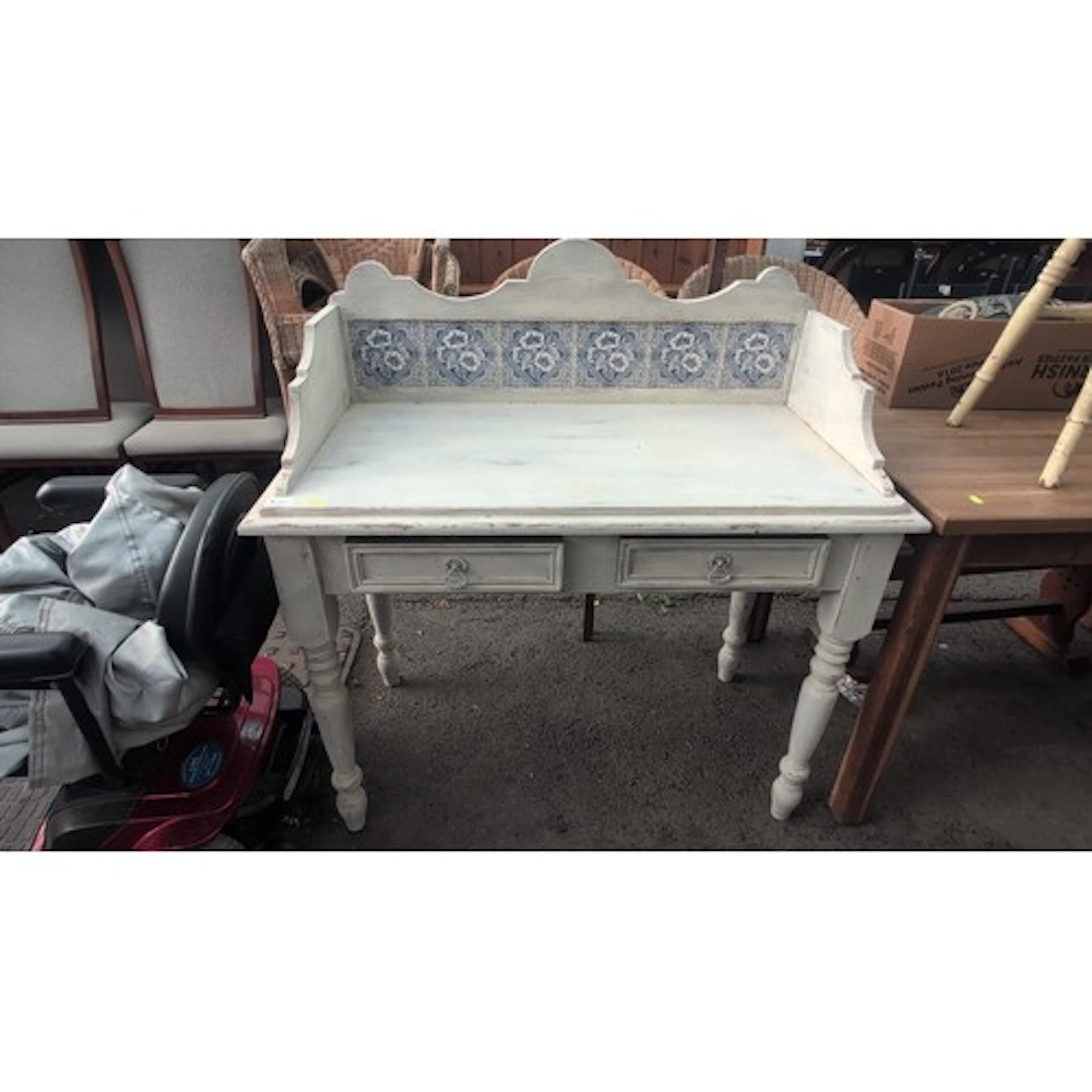 Painted wooden sideboard dresser with shaped backrail inset ...