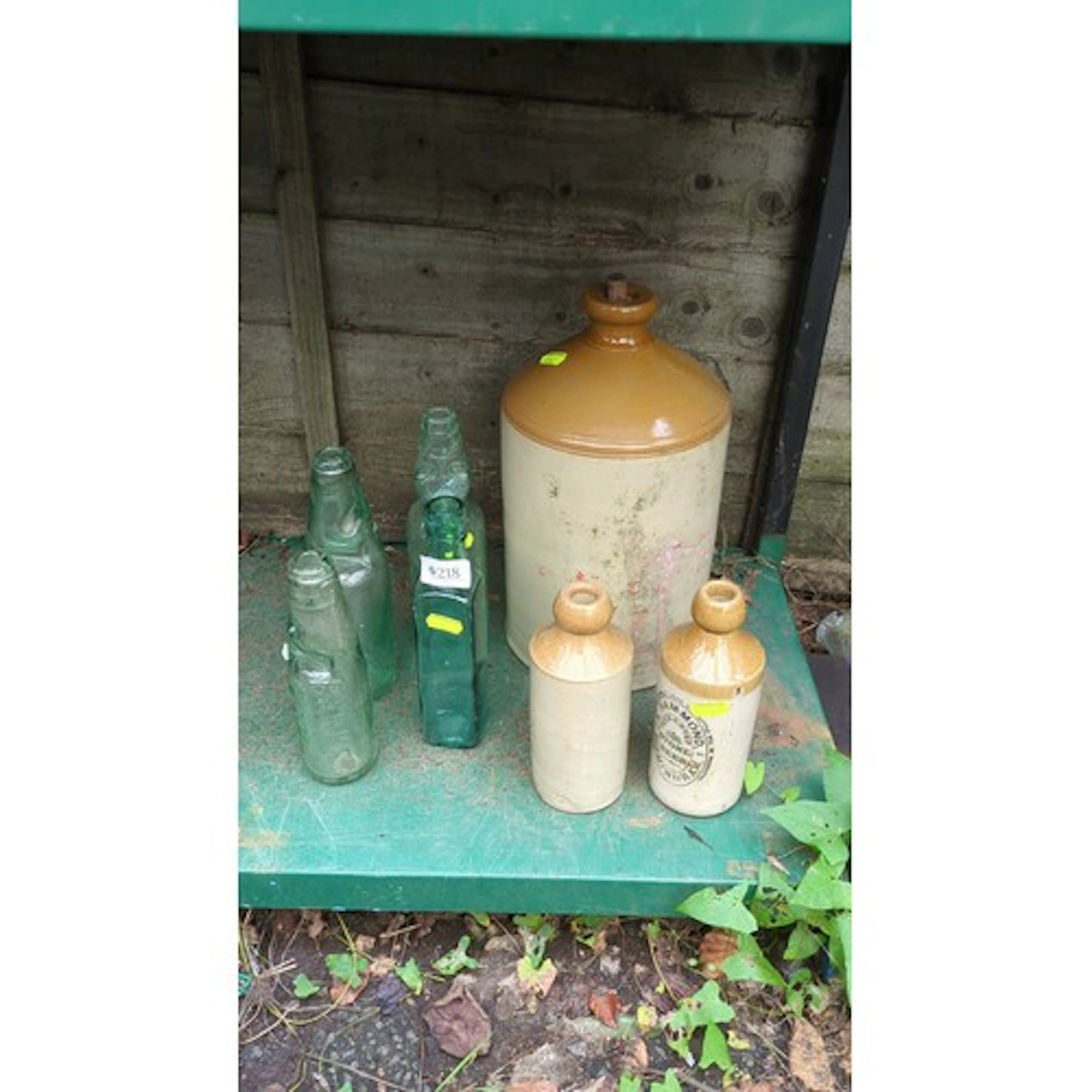 A group of mixed vintage stoneware and glass, comprising a l...