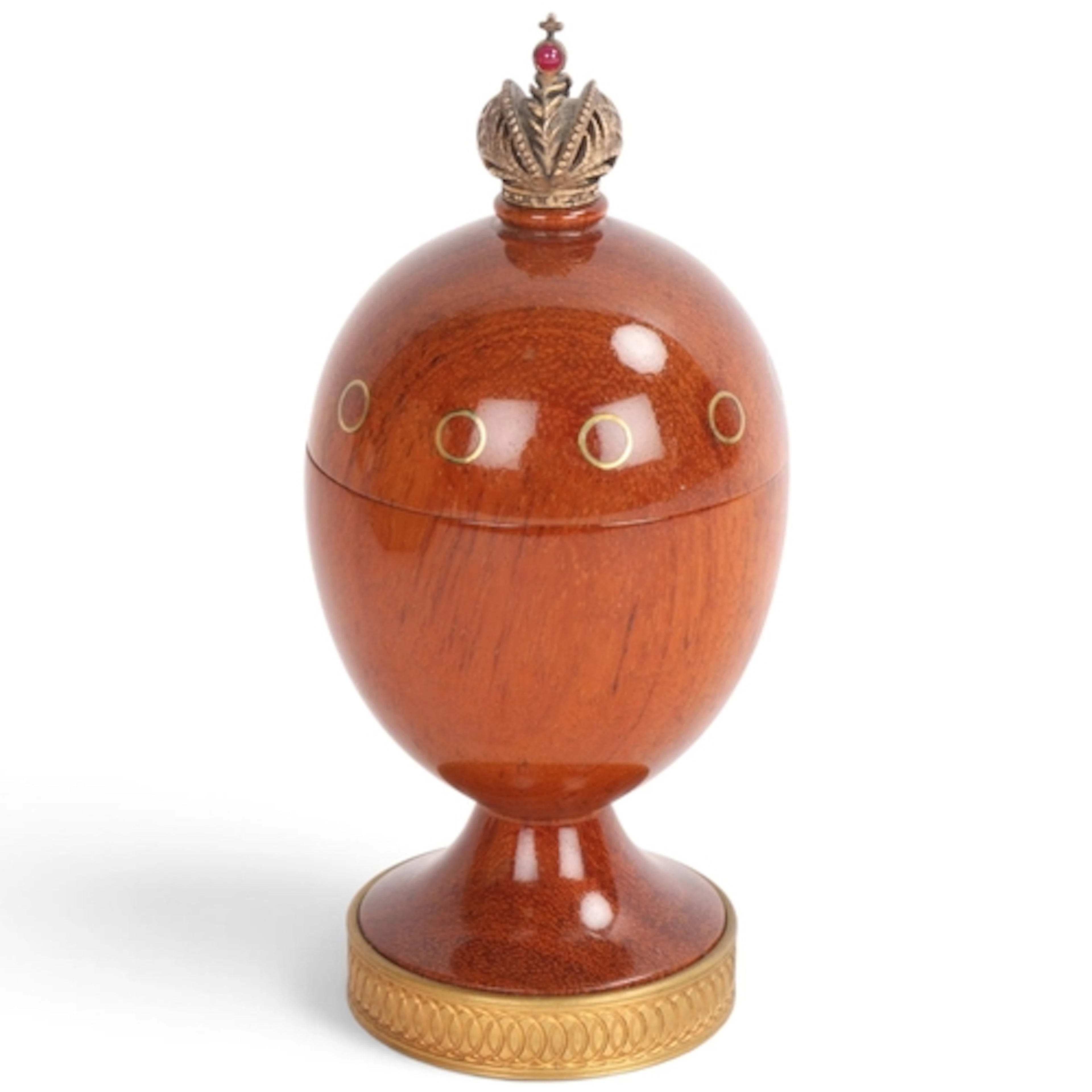 Theo Faberge, (1922-2007) Eternity Egg, turned bubinga wood,...
