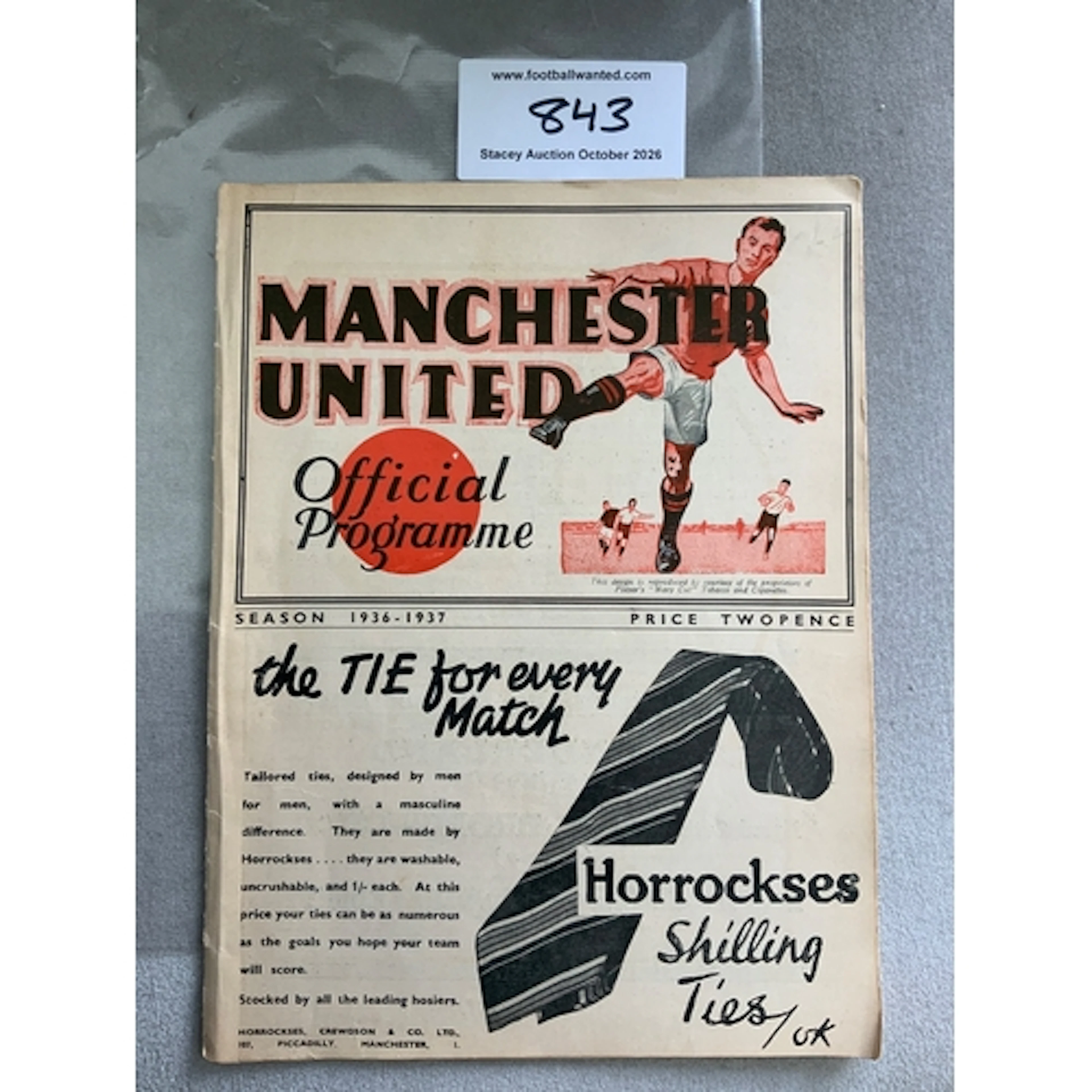 1936 - 1937 Manchester United v Middlesbrough Football Progr...