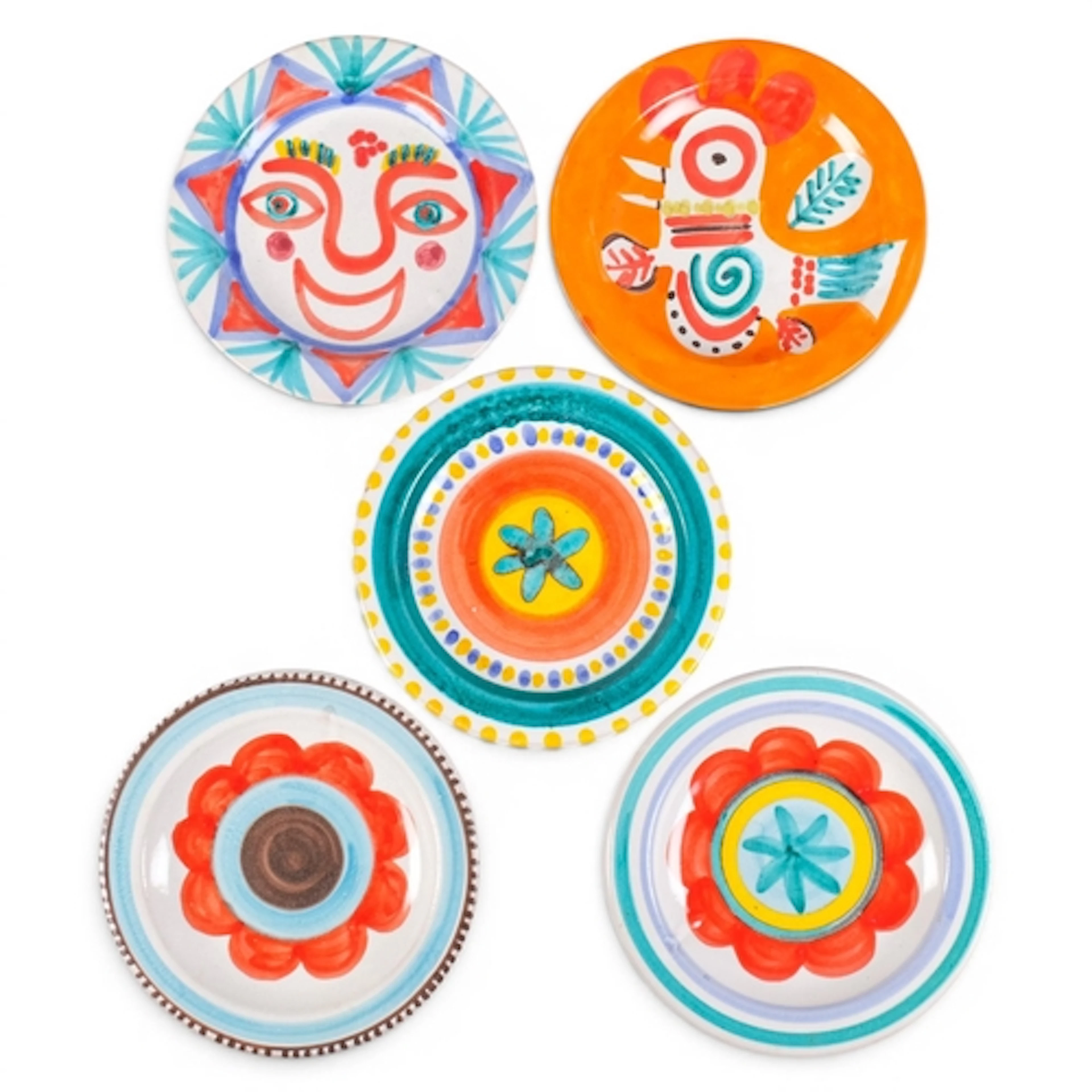 GIOVANNI DESIMONE, Italy, 5 maiolica hand painted plates, po...