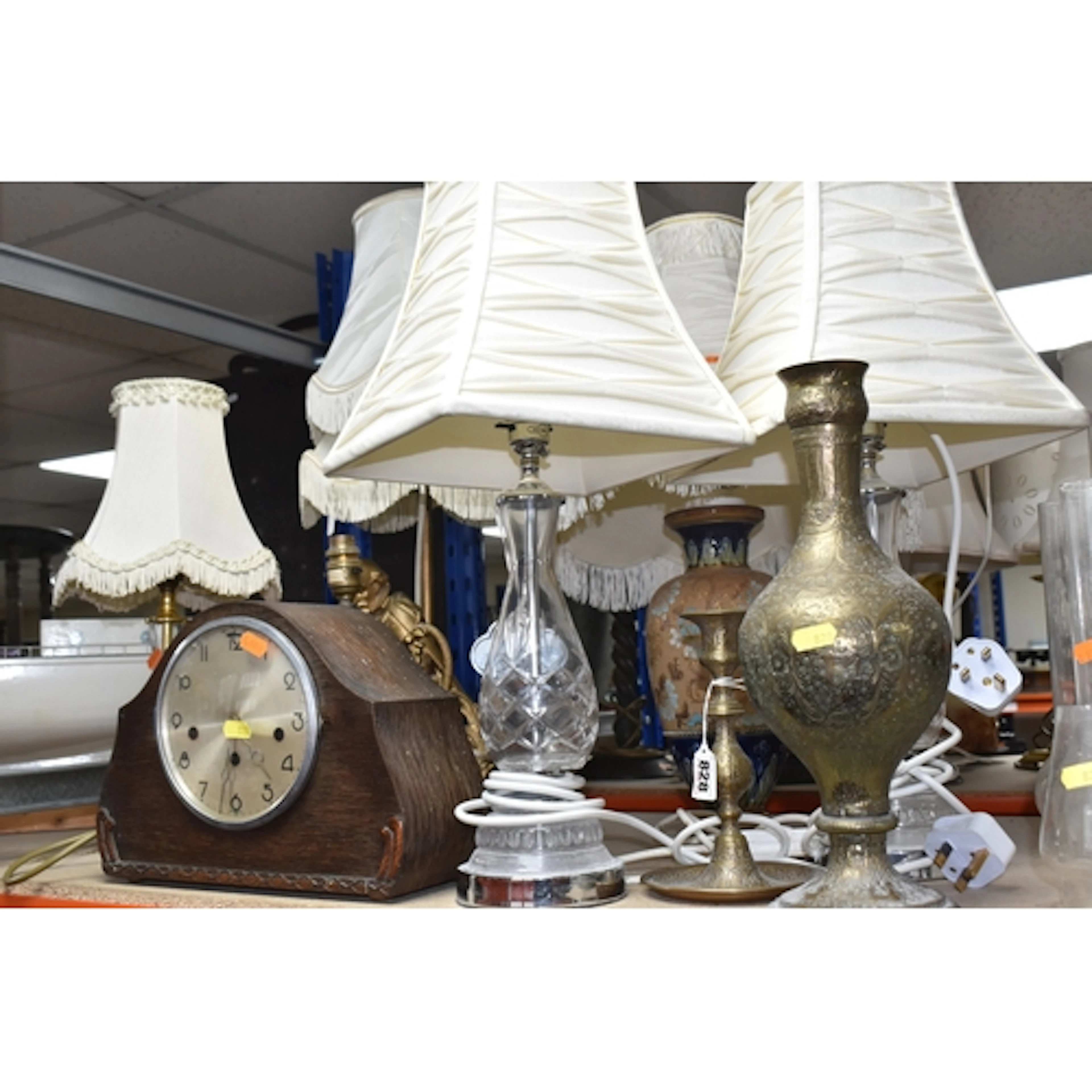 A SMALL GROUP OF DECORATIVE TABLE LAMPS to include a pair of...