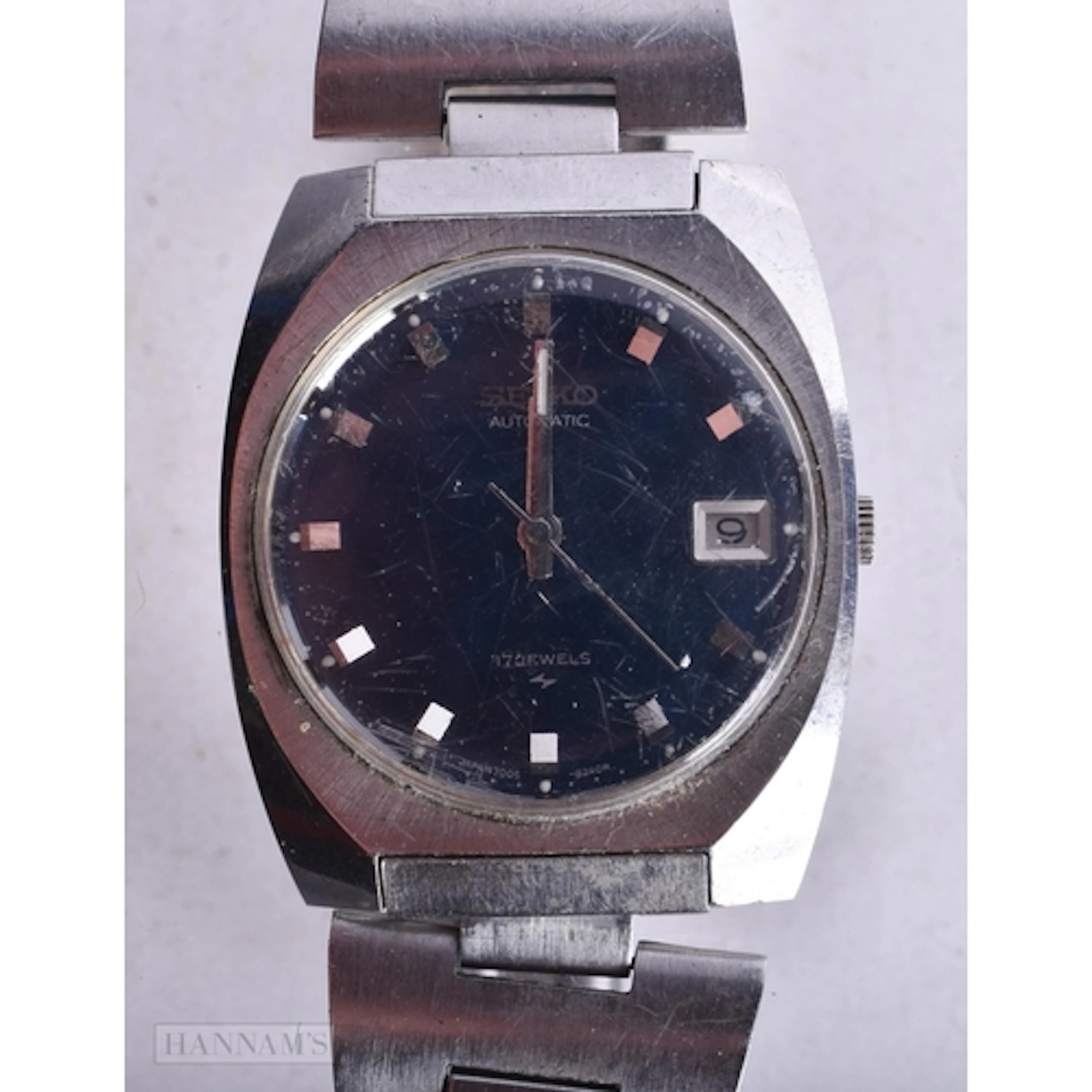Seiko Blue Dial Automatic Watch Working. 3.5 cm wide.