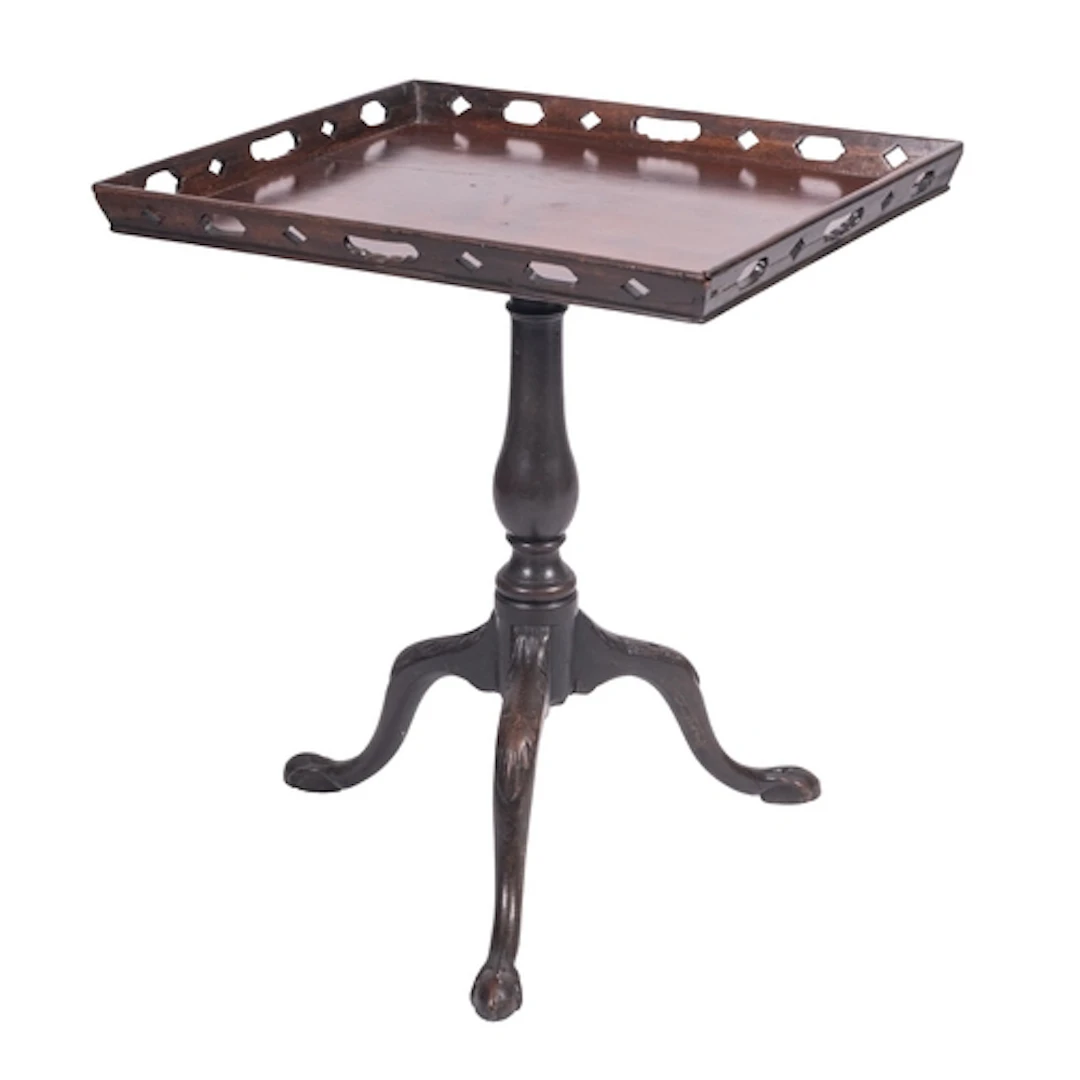 A mahogany tray-top occasional table in George III style, el...