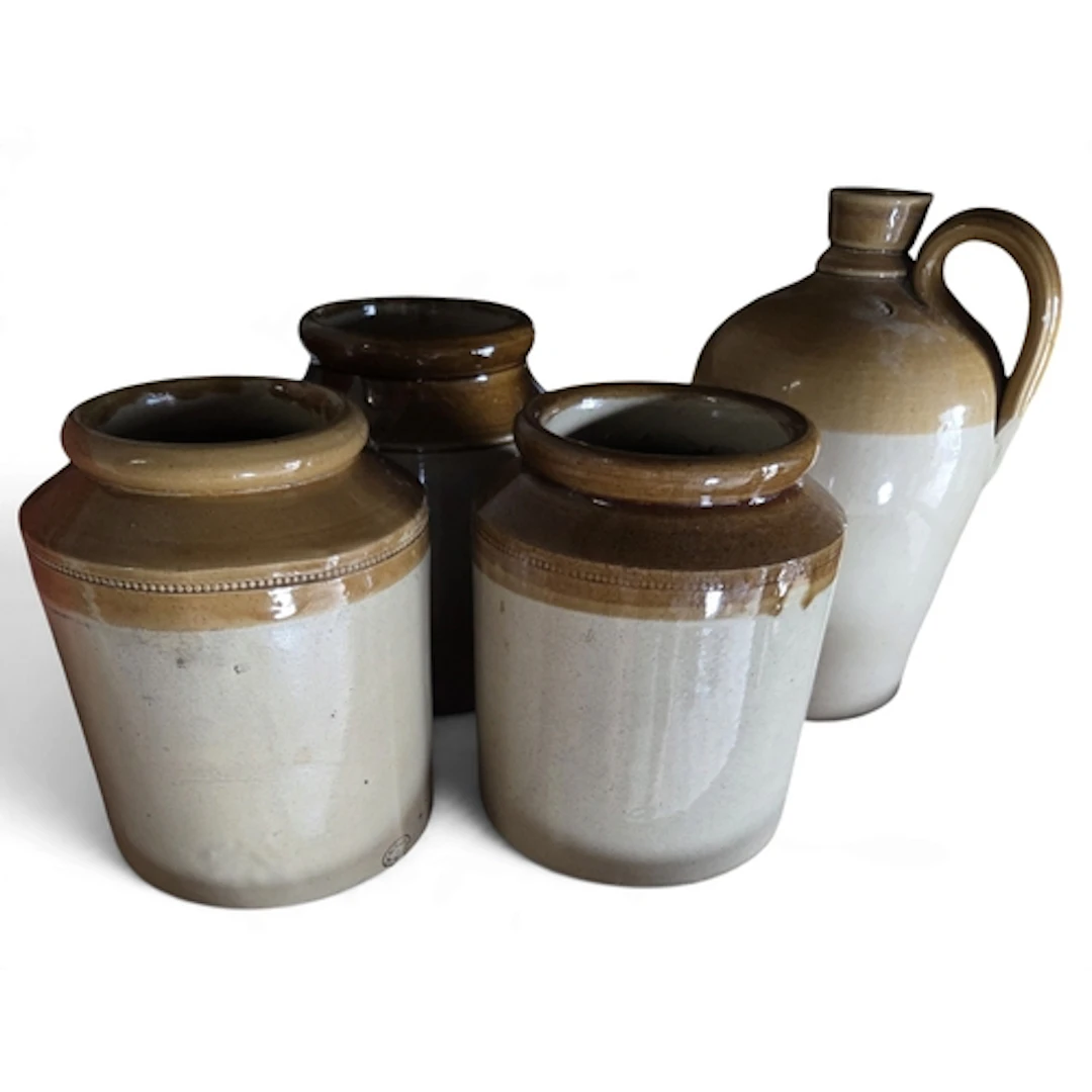 A group of Stoneware Pots. TB 25 cm approx.