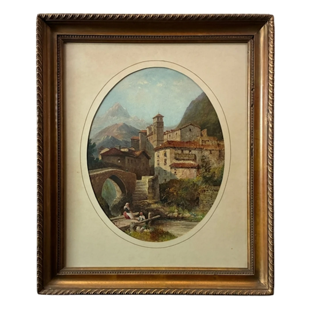 William Meadows (act.1870-1895) - Northern Italian town with...
