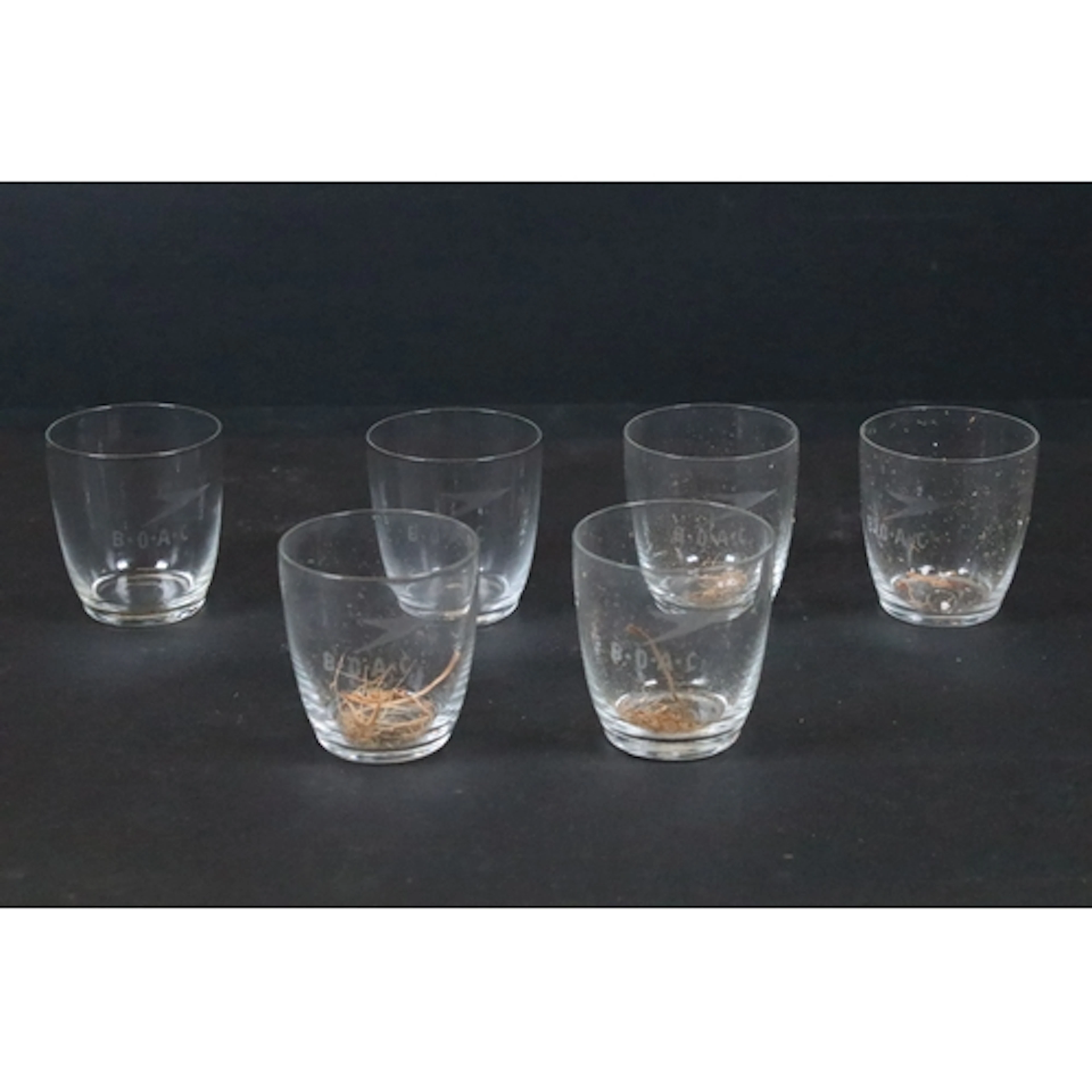 Set of six British Overseas Airways Corporation liqueur glas...