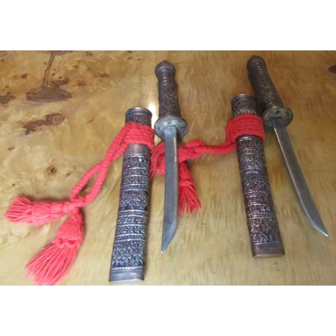 Pair of Unusual Ceremonial Daggers with Scabbards Attractive...