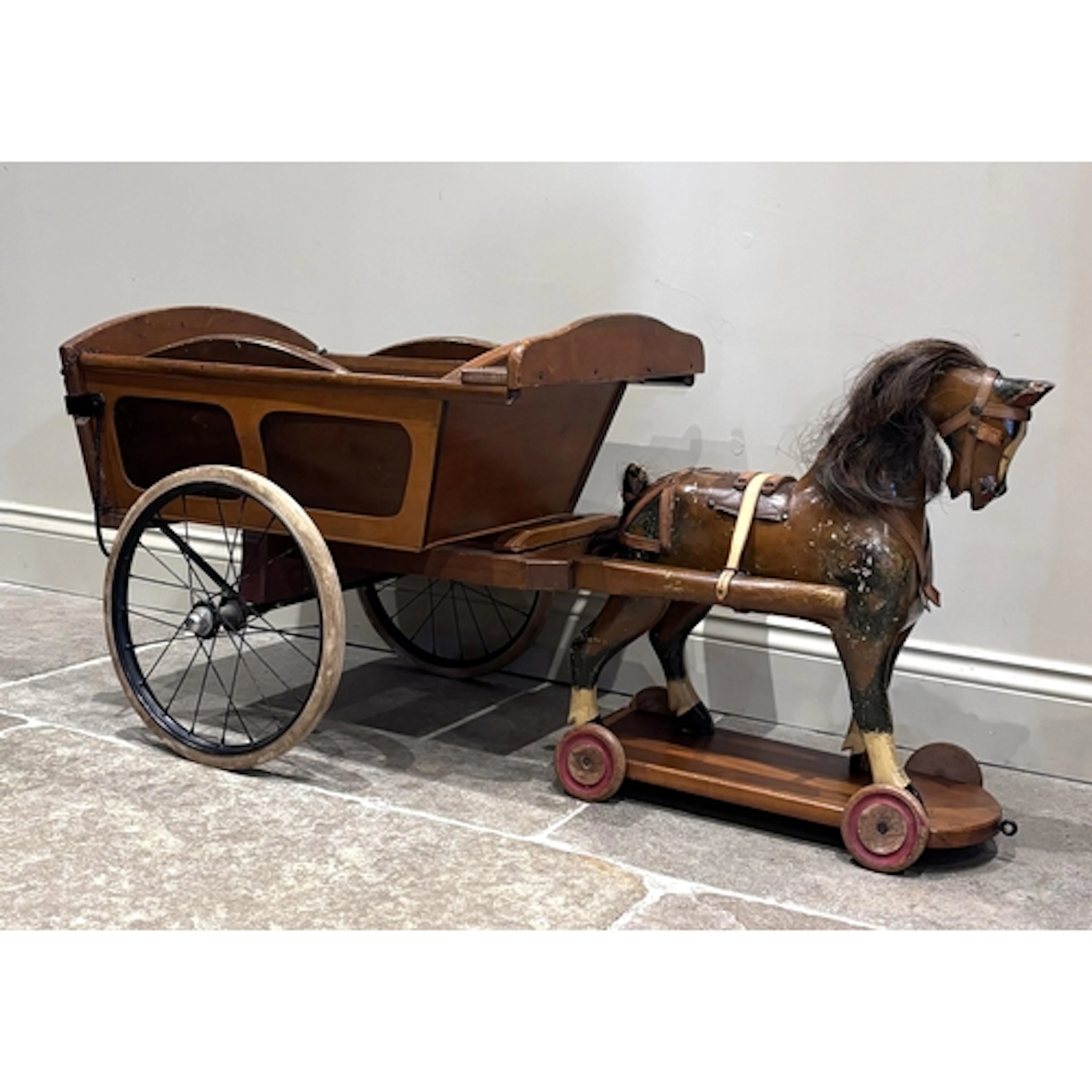 A scratch built toy wooden pony trap or cart, 20th century, ...